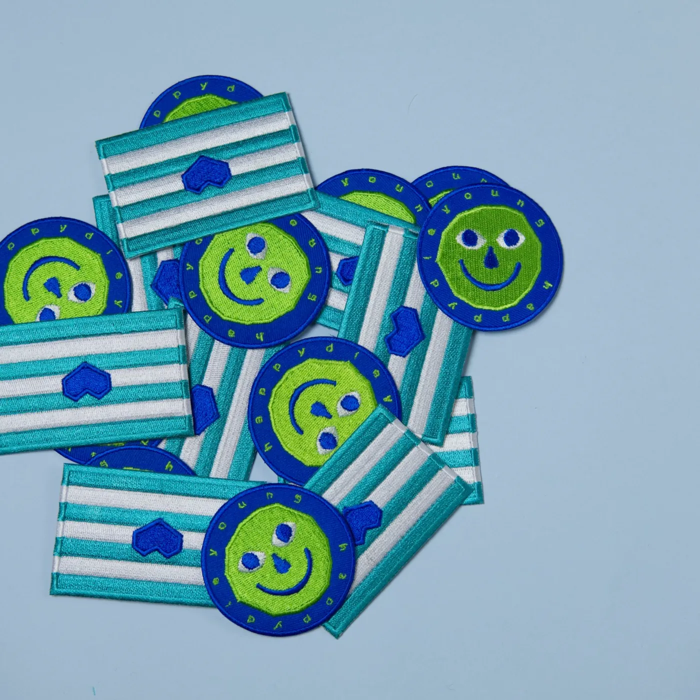 happydieyoung blue heart flag patch