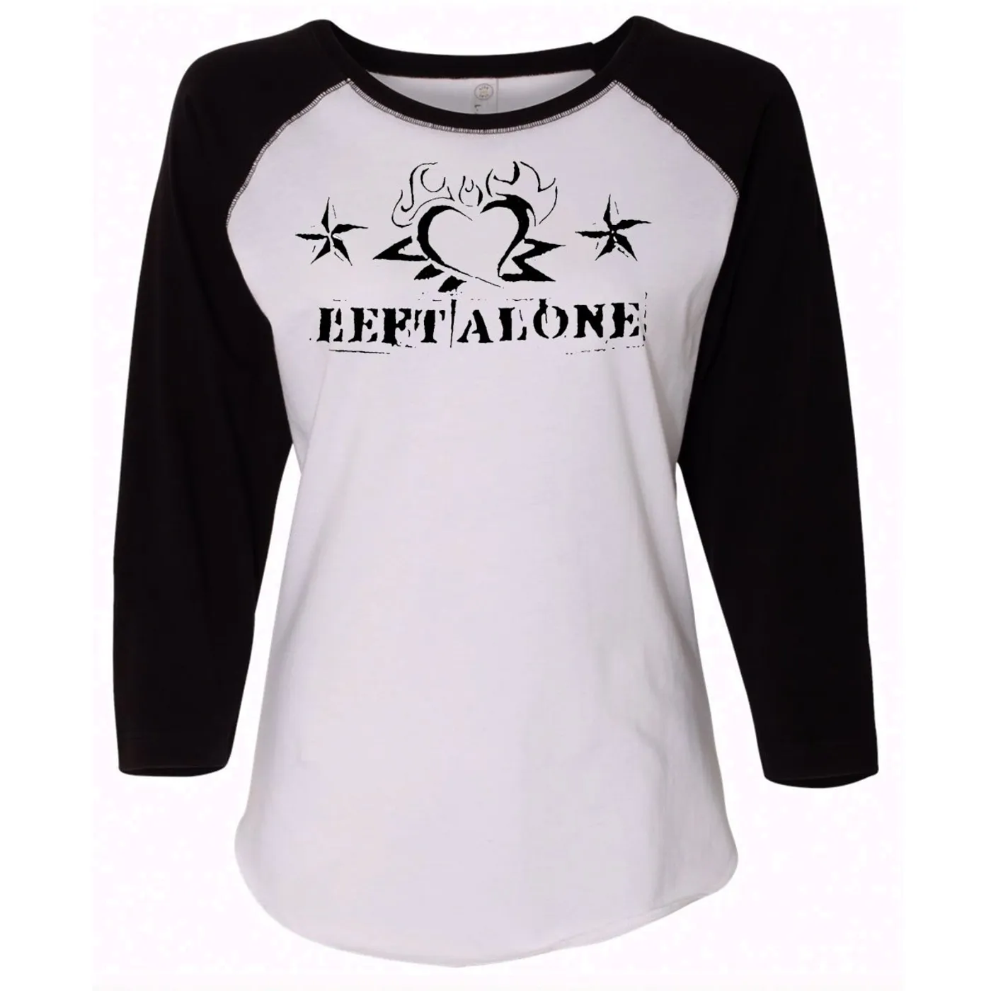 Left Alone "Heart Logo" Womens Baseball Shirt Black Sleeve