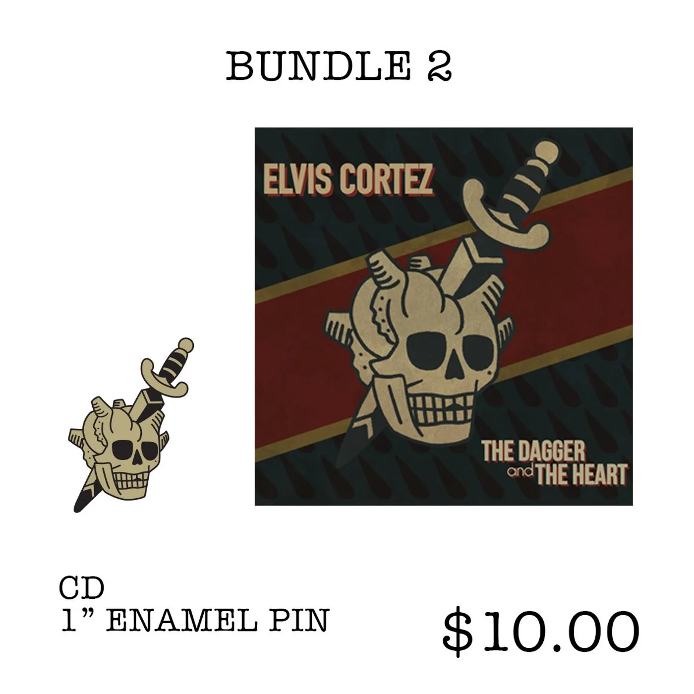 Elvis Cortez "The Dagger and The Heart" CD EP & Pin Bundle 2