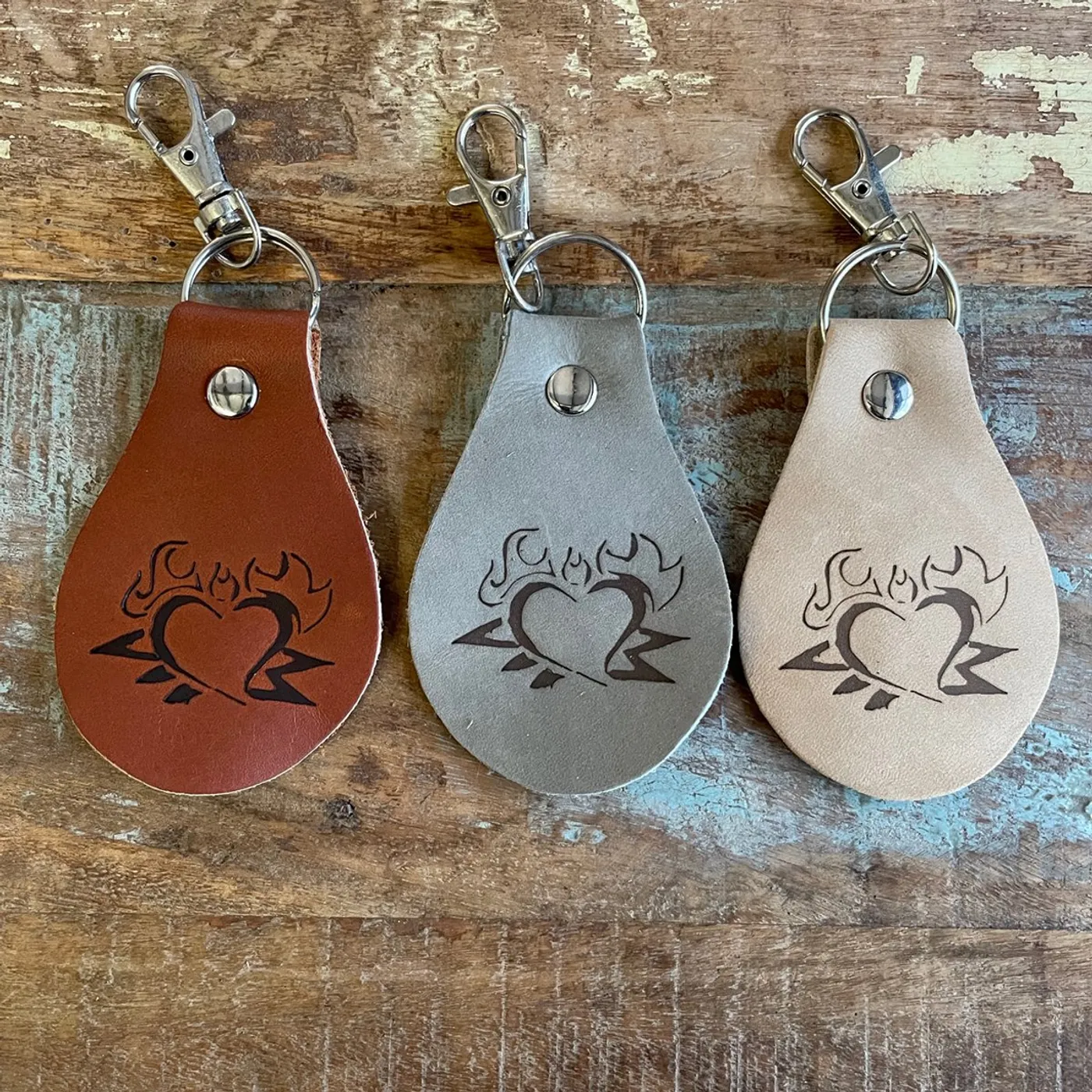 Left Alone "Heart Logo" Leather Branded Key