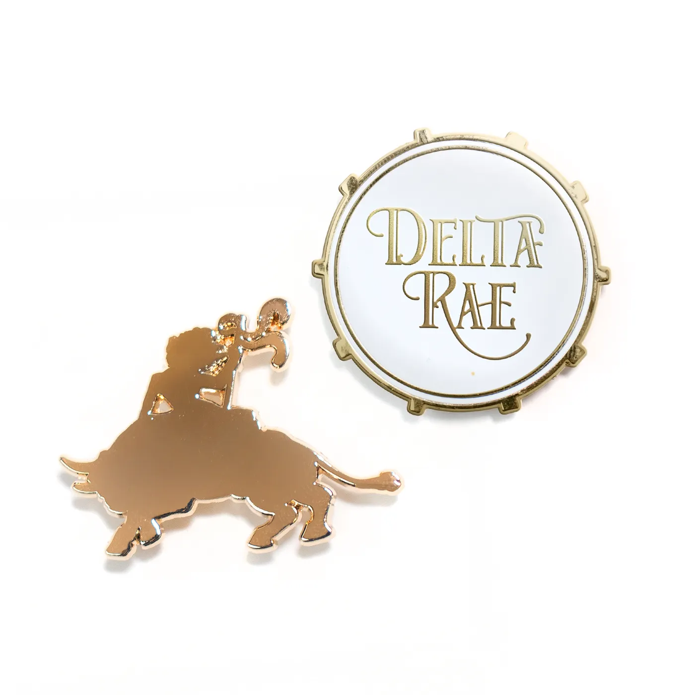 Delta Rae Bull and White Drum Pin