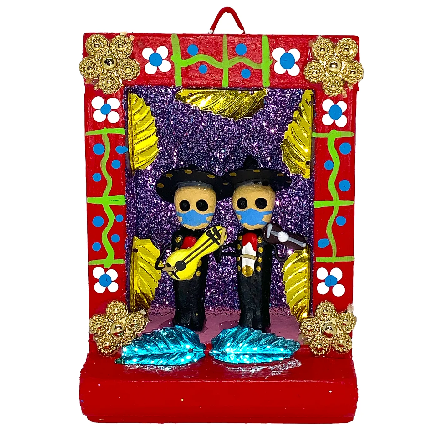 Mariachi Los Tecolotes Handmade Shadow Box Nicho - Mariachi Cubrebocas