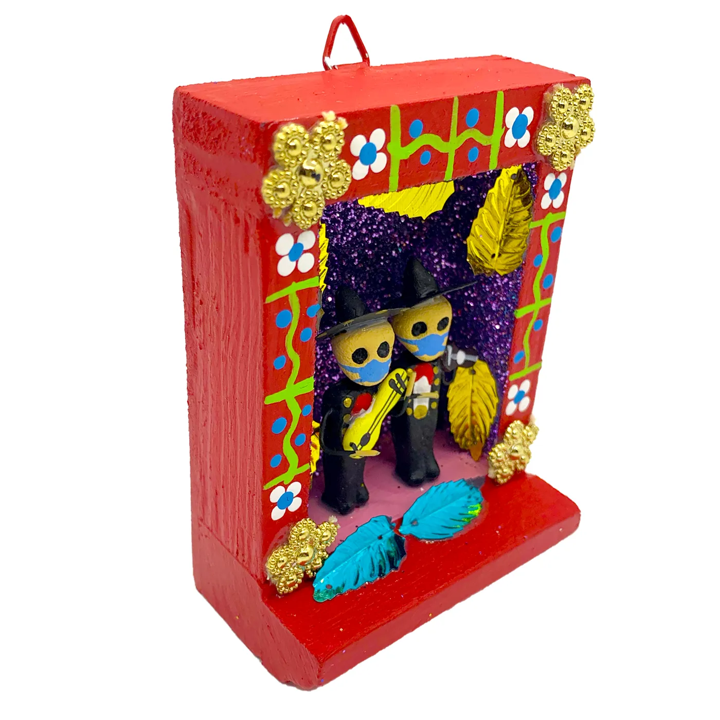 Mariachi Los Tecolotes Handmade Shadow Box Nicho - Mariachi Cubrebocas