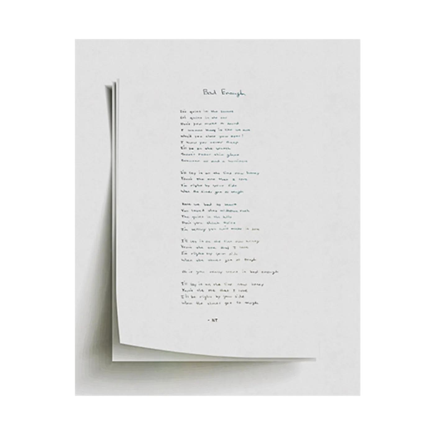 NIGHT TRAVELER Handwritten Lyrics