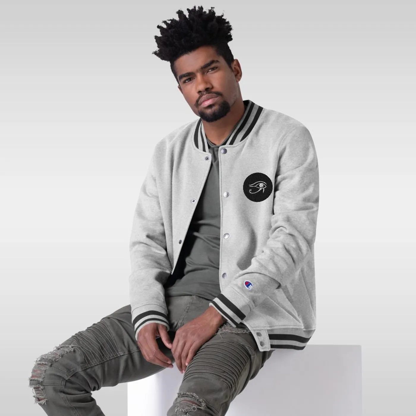 Lil Will Real Life Eye of Horus ( Embroidered Champion Bomber Jacket )