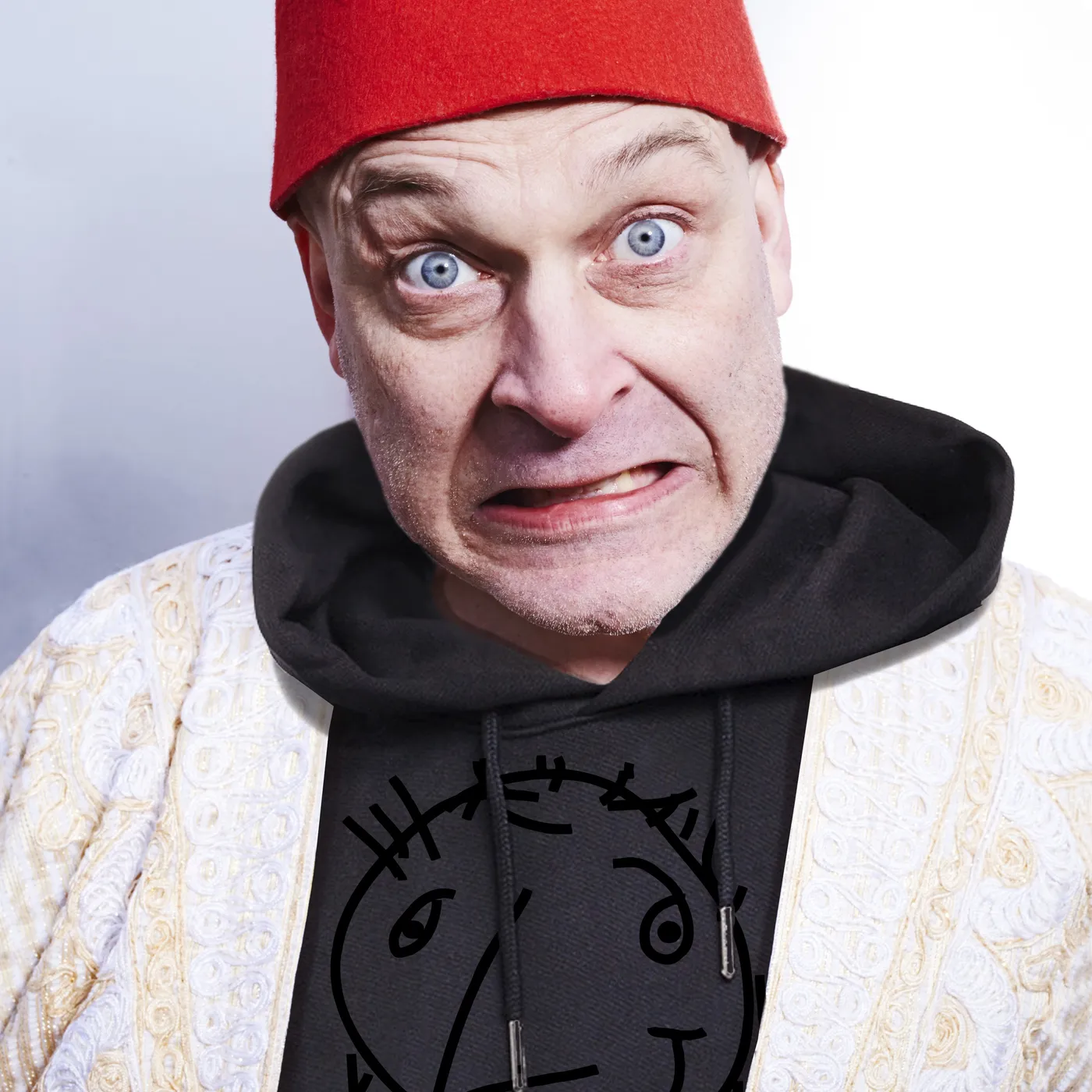 Björn Rosenström Hoodie - Tryck Gubben i svart (Antracit)