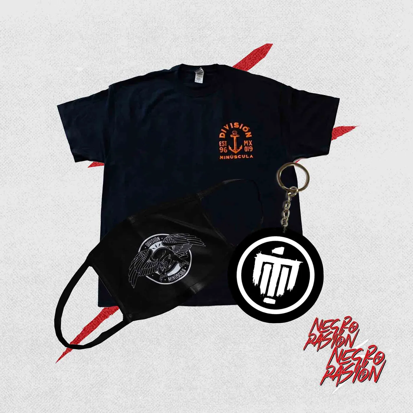 Combo - División Minúscula - Camiseta + Cubrebocas + Llavero