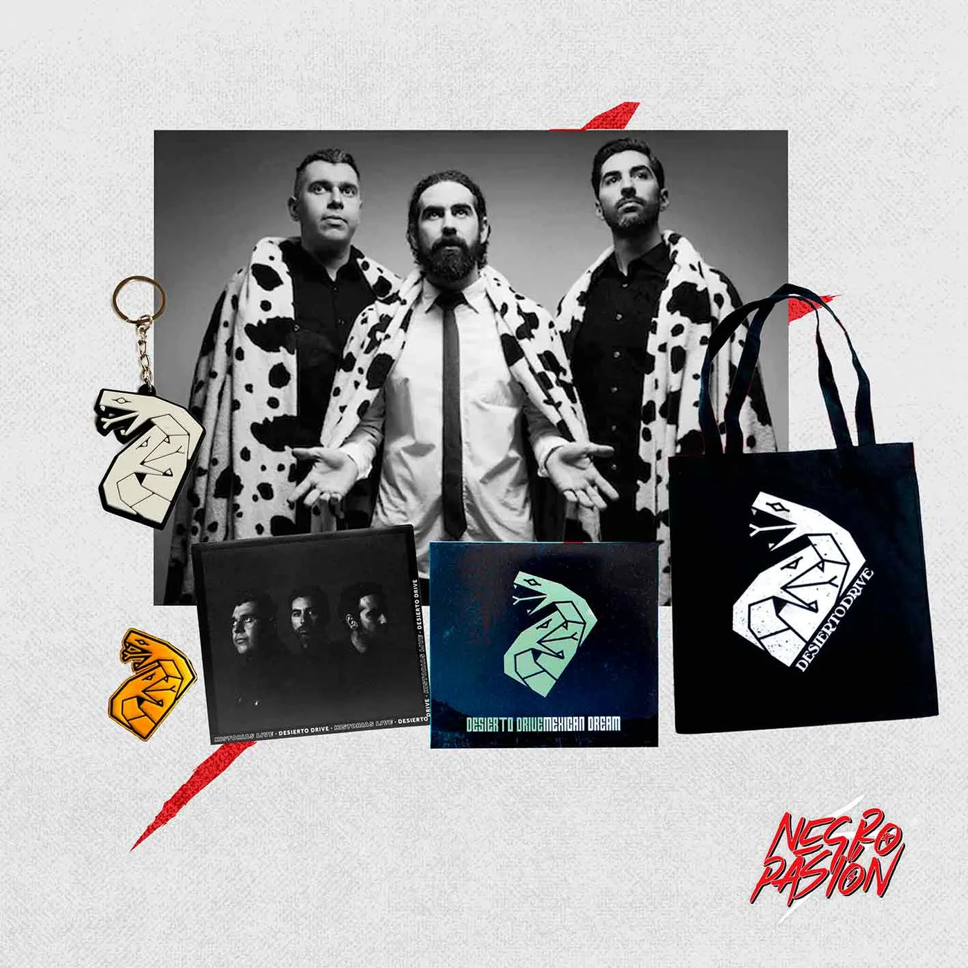Combo - Desierto Drive - Poster + Discos + Pin + Llavero + Bolsa
