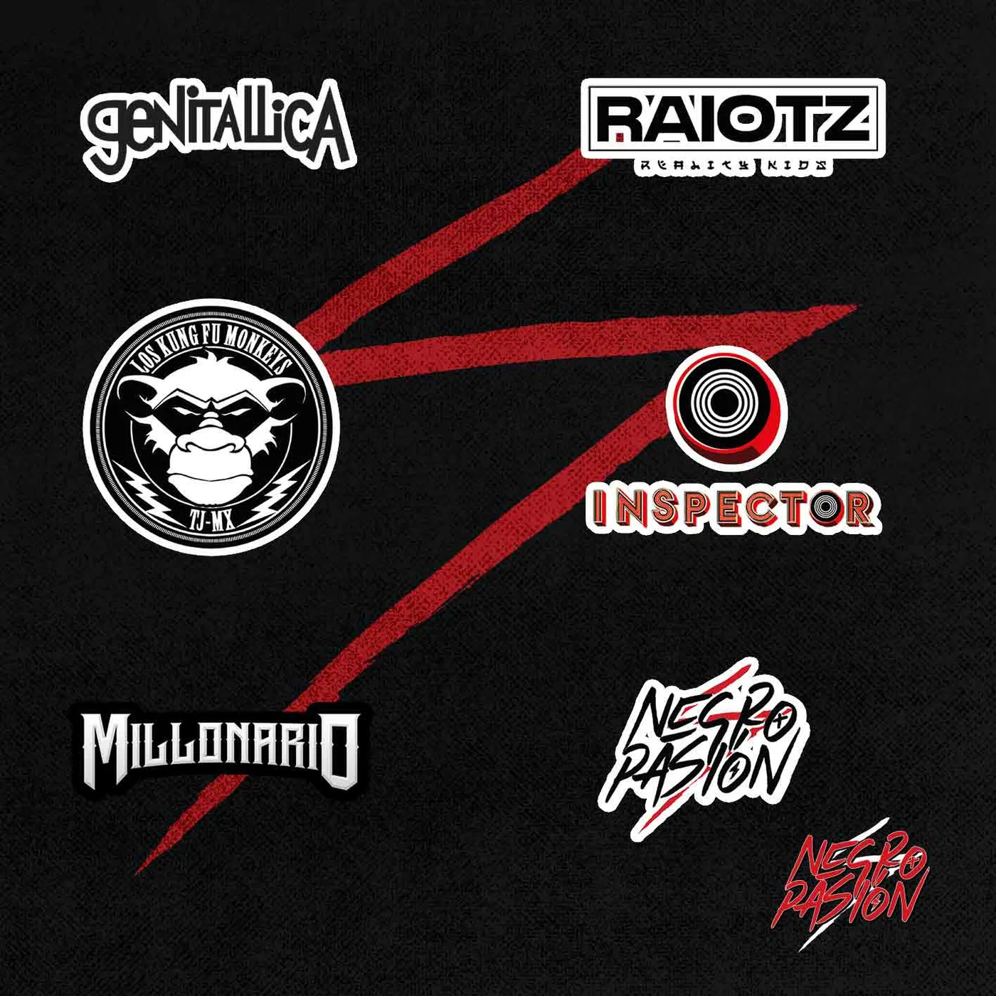 Genitallica Sticker Pack #7 - Bandas Negro Pasión