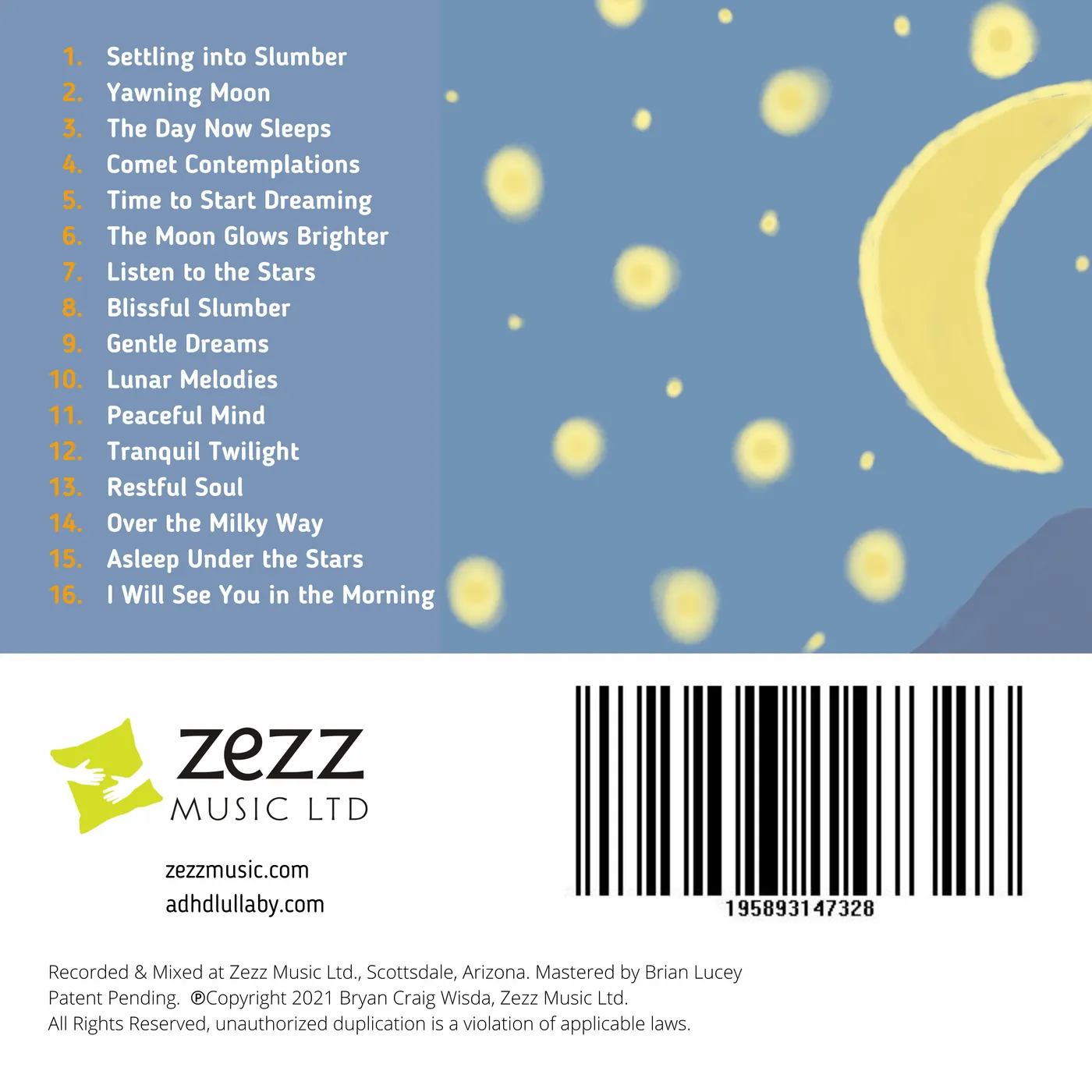 Bryan Wisda ADHD Lullaby, Vol. 2: Soothing Sleep - Compact Disc