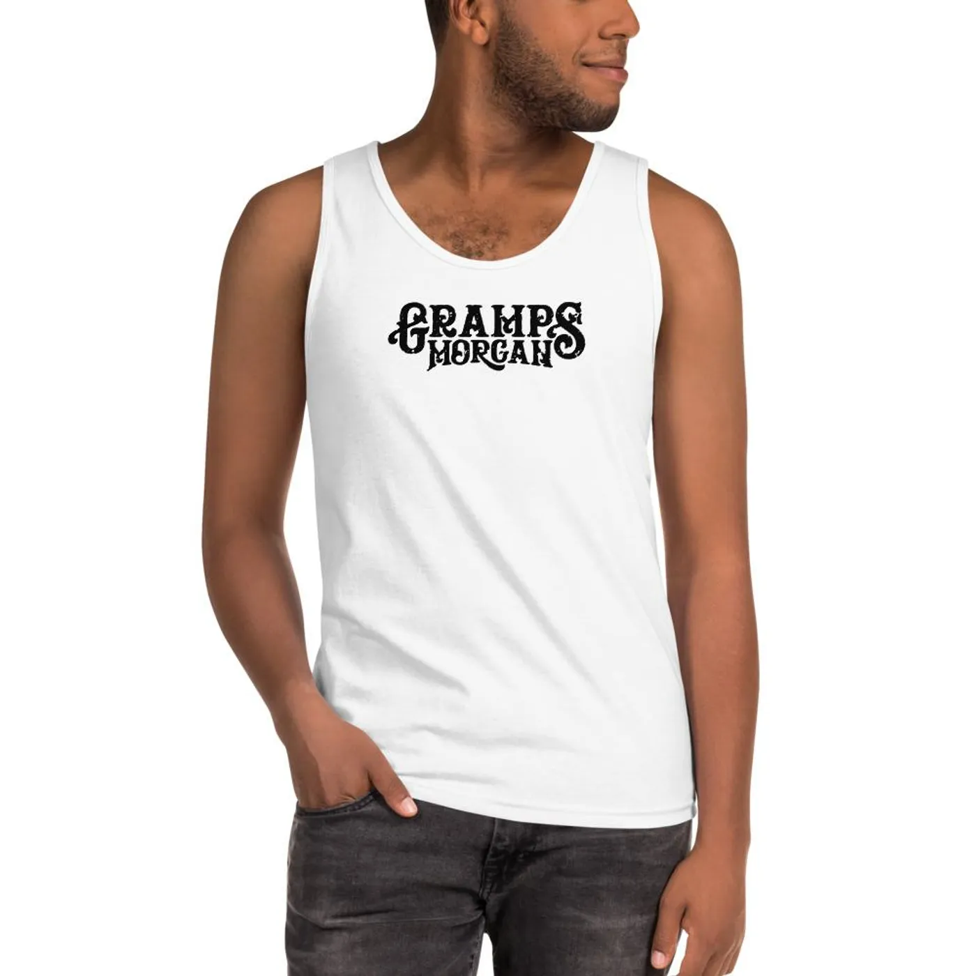 Gramps Morgan Unisex Logo Tank Top (White)