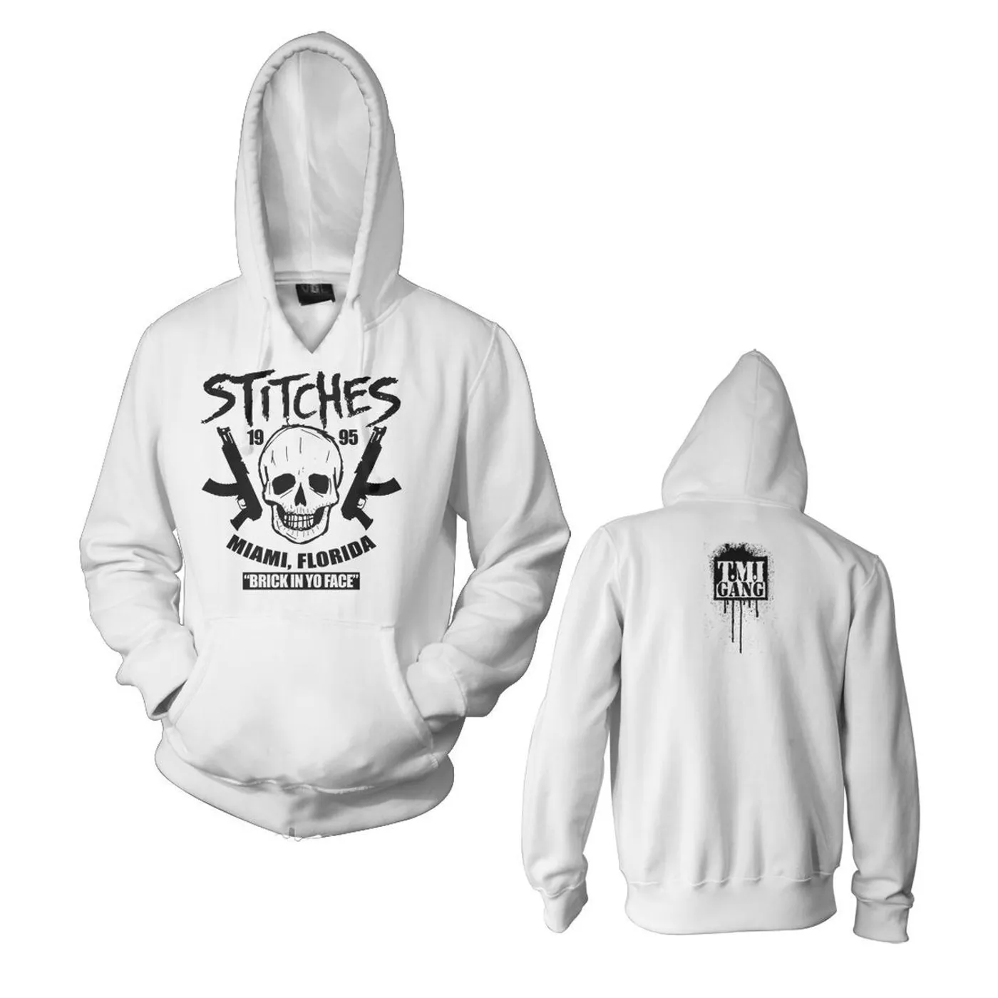 Stitches "Brick In Yo Face" White Pullover Hoodie