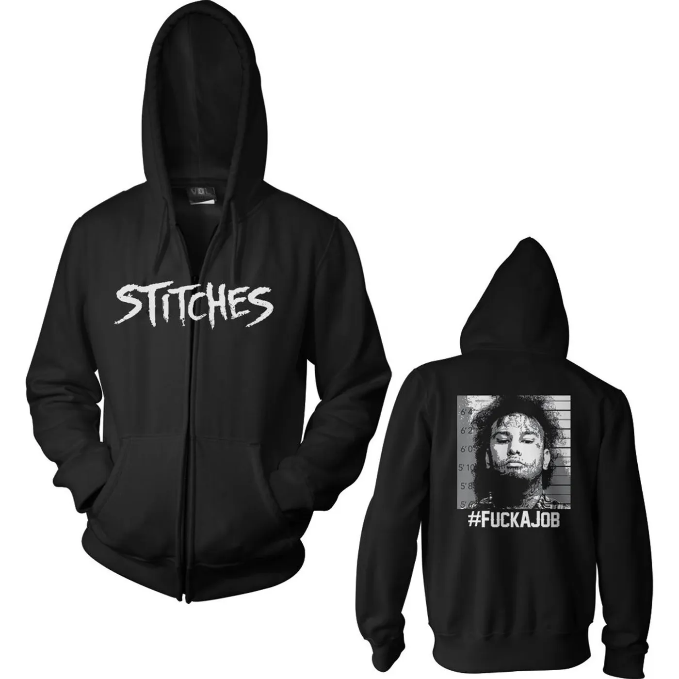 Stitches "Mug Shot" Black Zip Hoodie