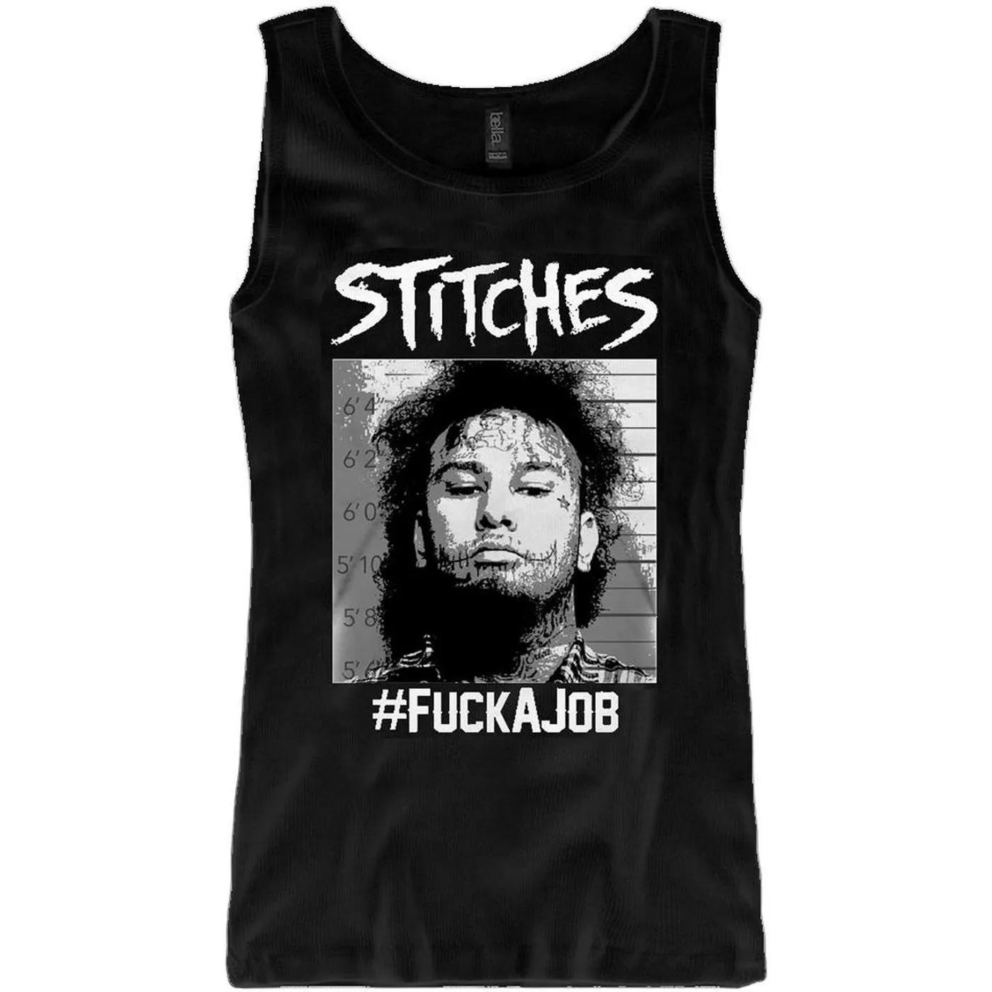 Stitches "Mug Shot" Women's Black Ribbed Tank Top