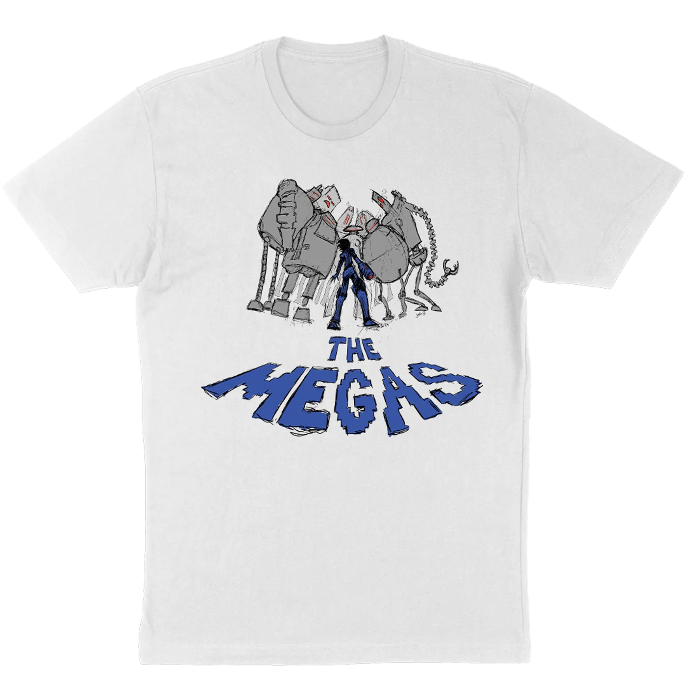 The Megas "Robots Sketch" Legacy Design T-Shirt in White