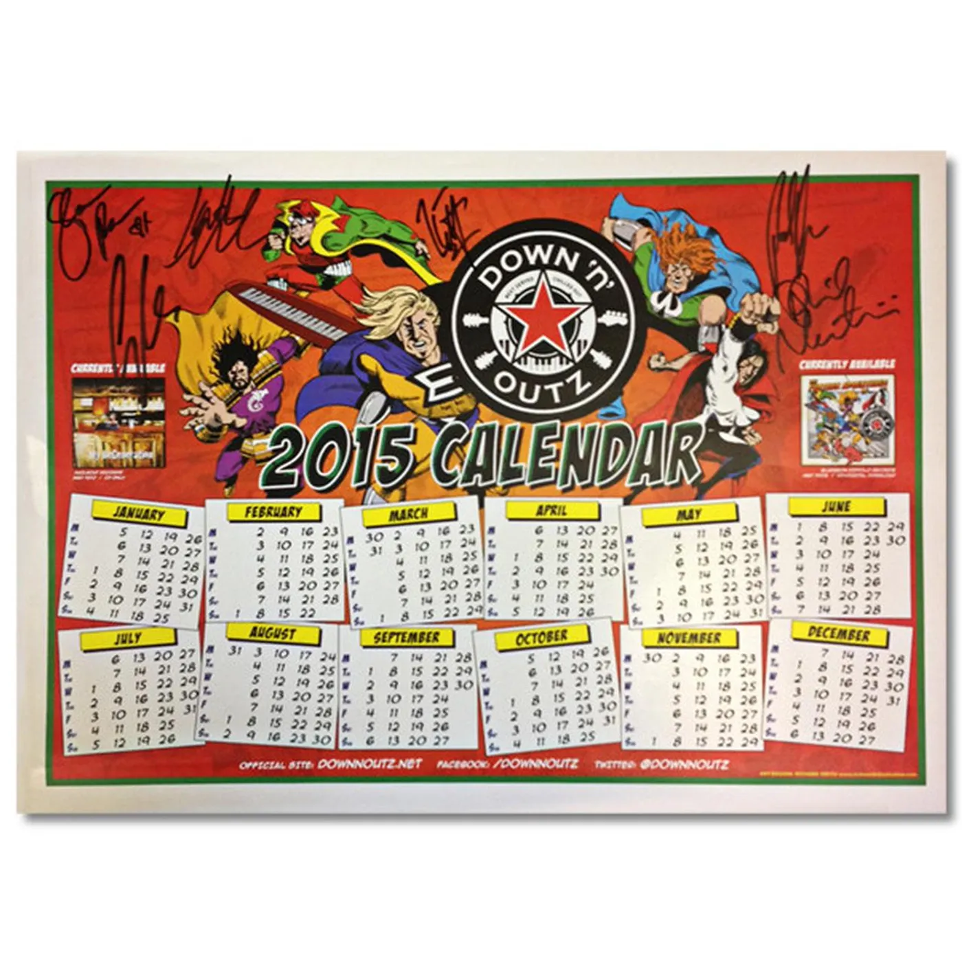 Down 'n' Outz Down N’ Outz AUTOGRAPHED 2015 Poster Calendar in Red
