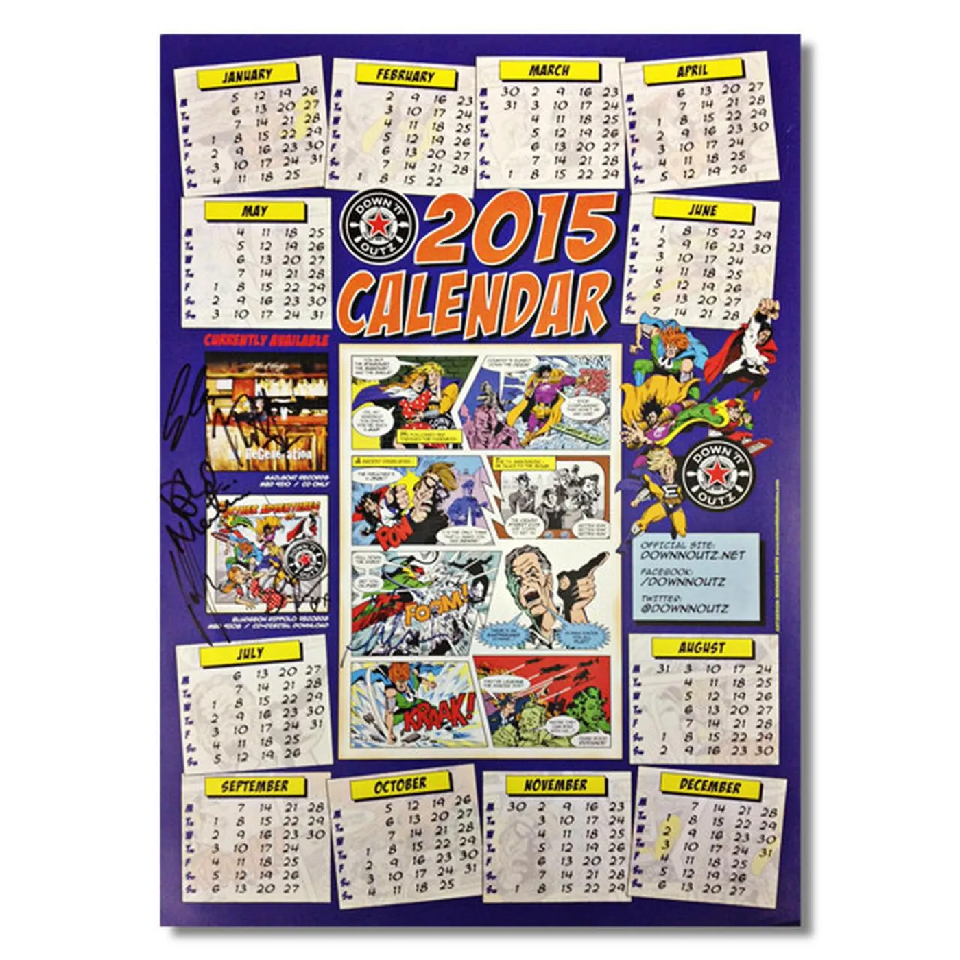 Down 'n' Outz Down N’ Outz AUTOGRAPHED 2015 Poster Calendar in Purple