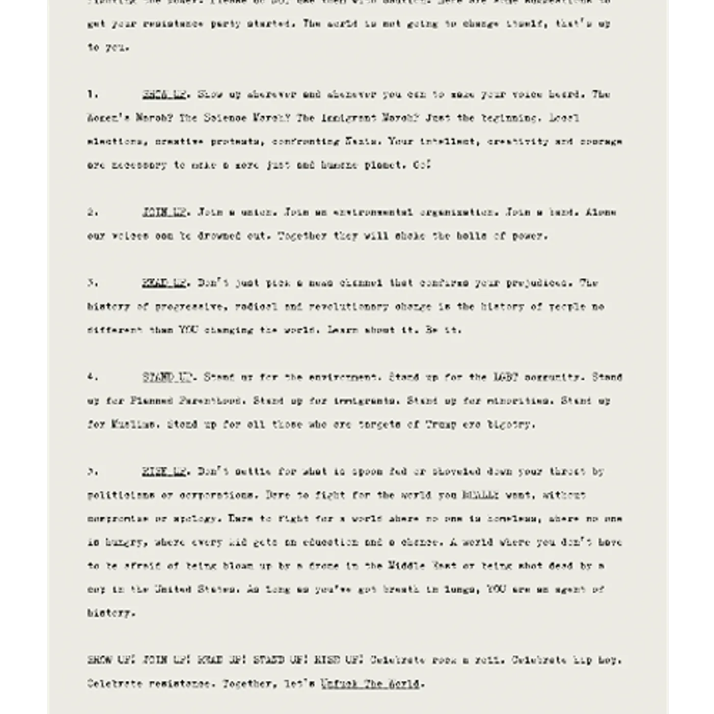 Prophets Of Rage Revolution Starter Letter-11"x17"