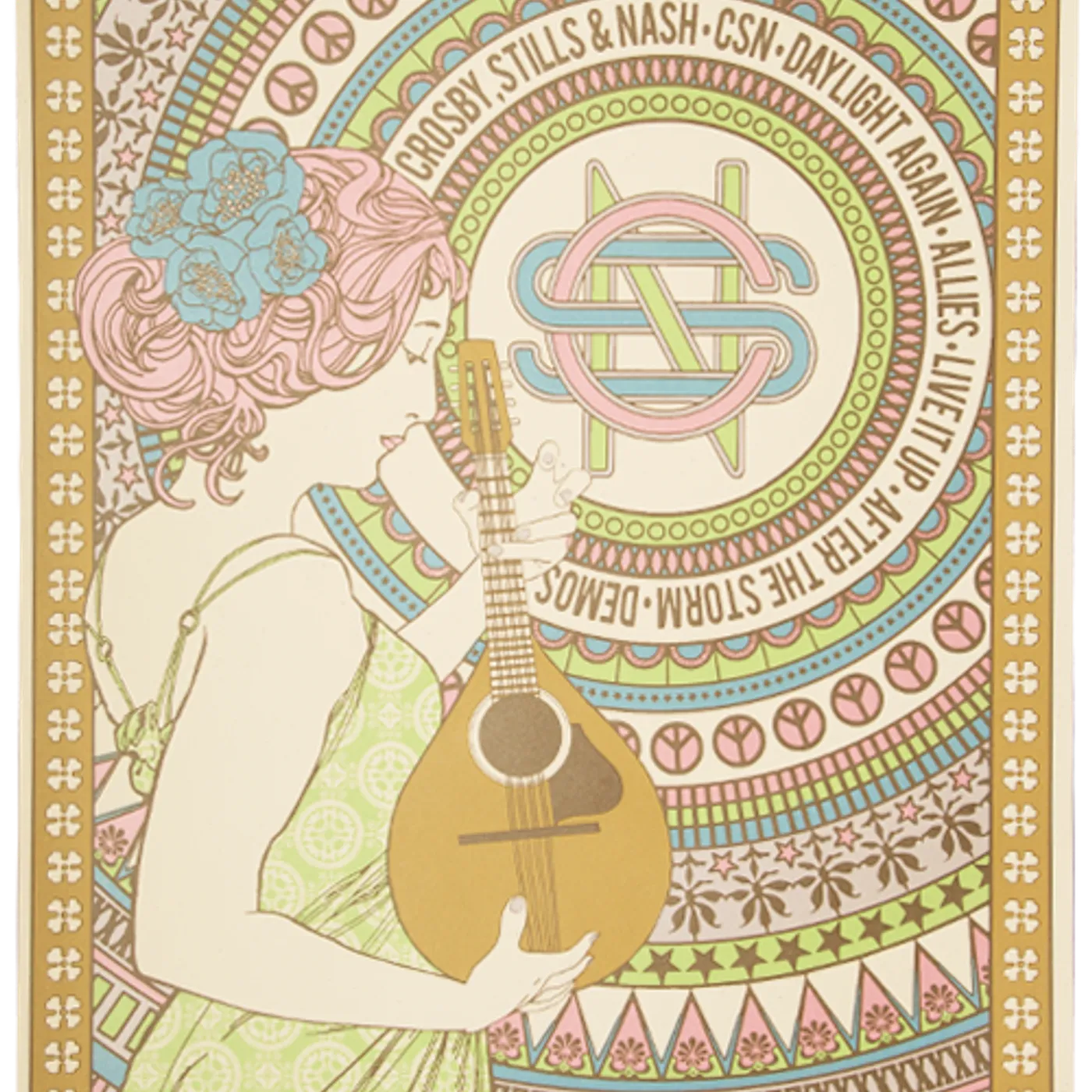 Crosby, Stills & Nash CSN "Album Titles/Mandolin" Poster
