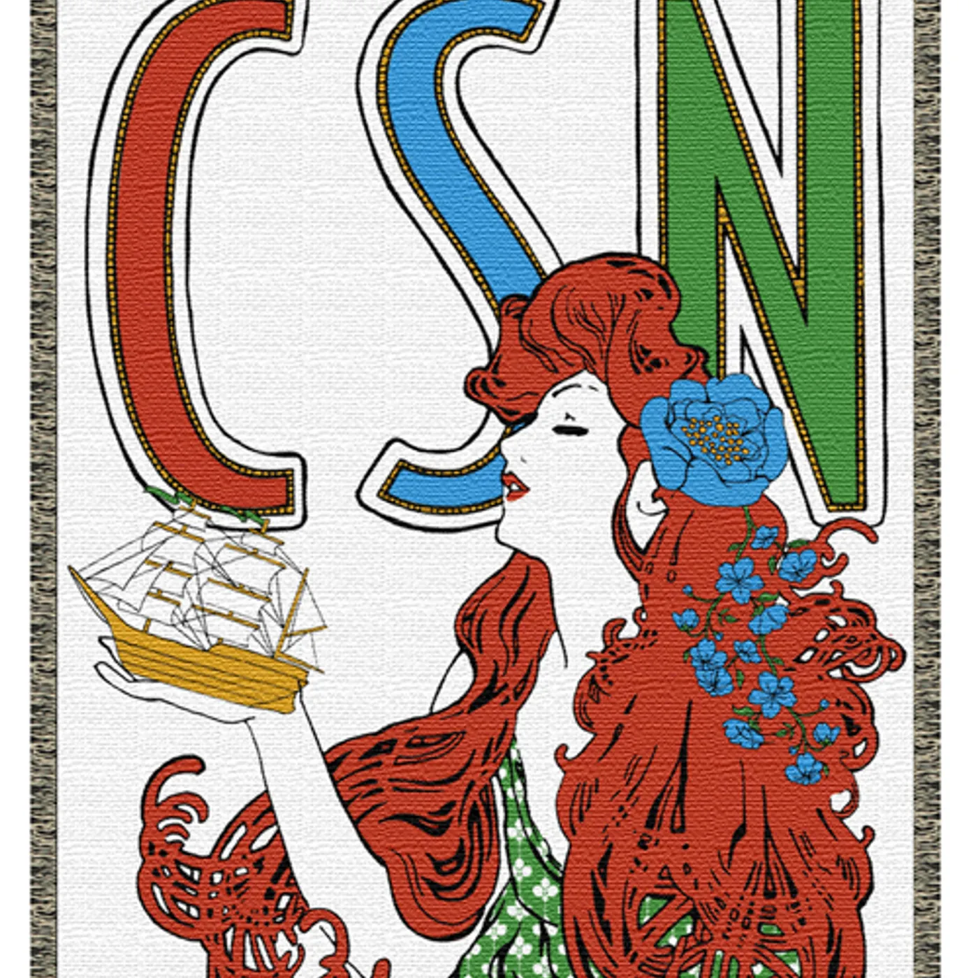 Crosby, Stills & Nash CSN "Wooden Ships" Tapestry Blanket