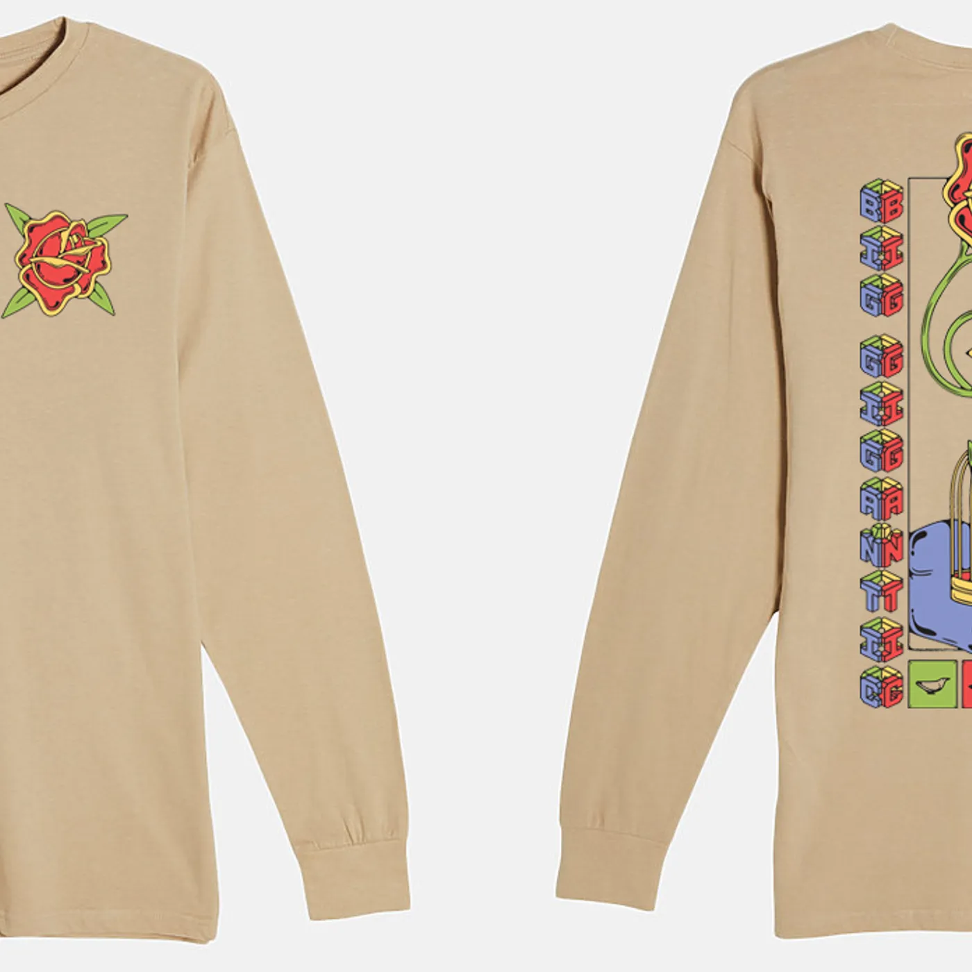 Big Gigantic "Free" Tan Long Sleeve