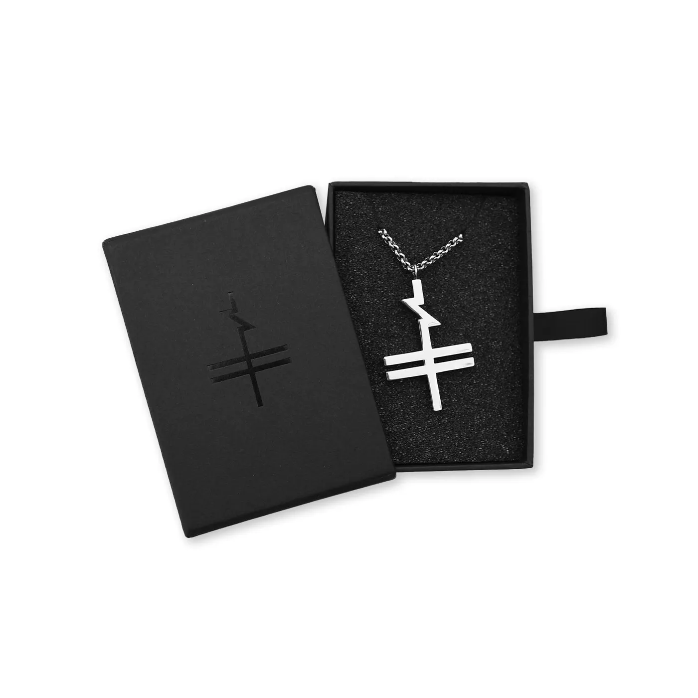 Black Tiger Sex Machine Silver Community Cross Necklace with Custom Case