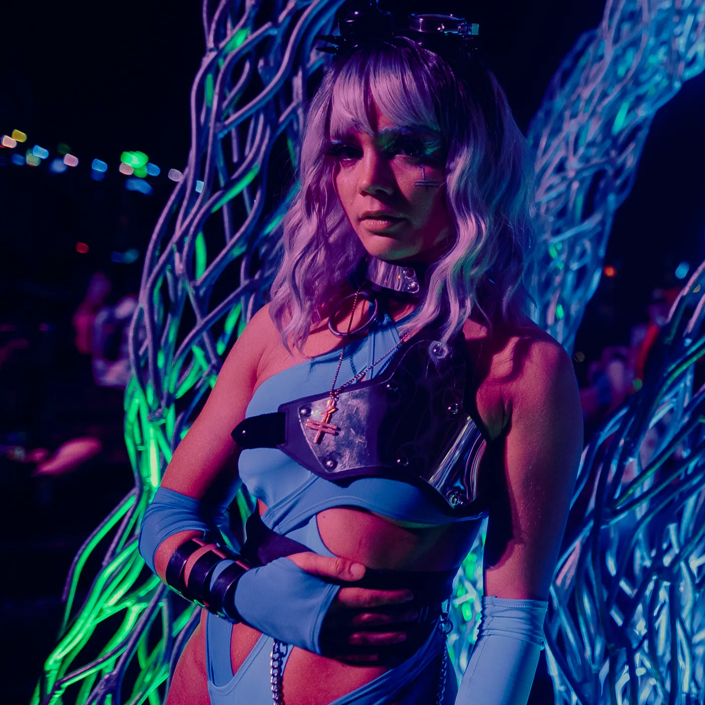 Black Tiger Sex Machine Gold Community Cross Necklace with Custom Case