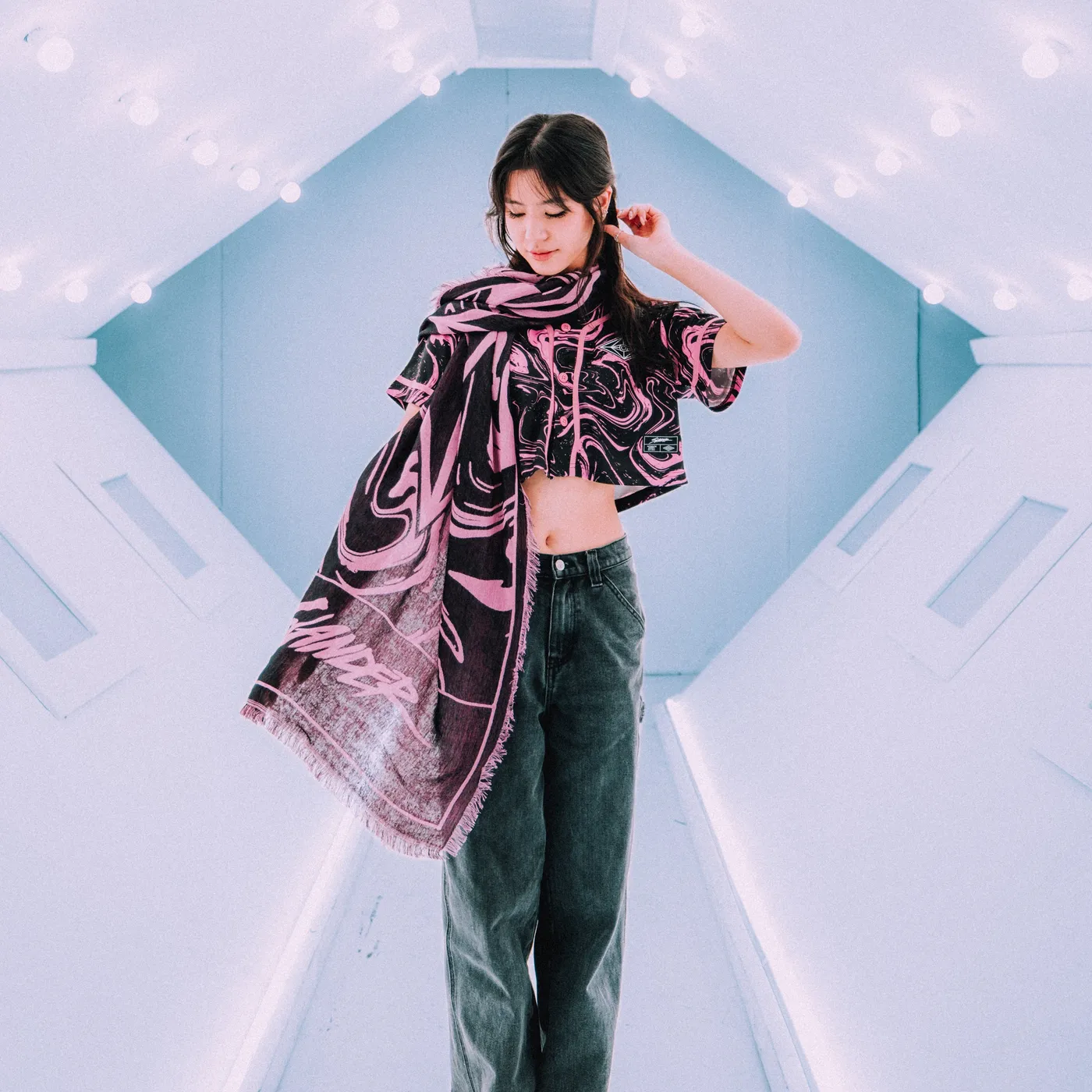 SLANDER Pink Marble Pashmina