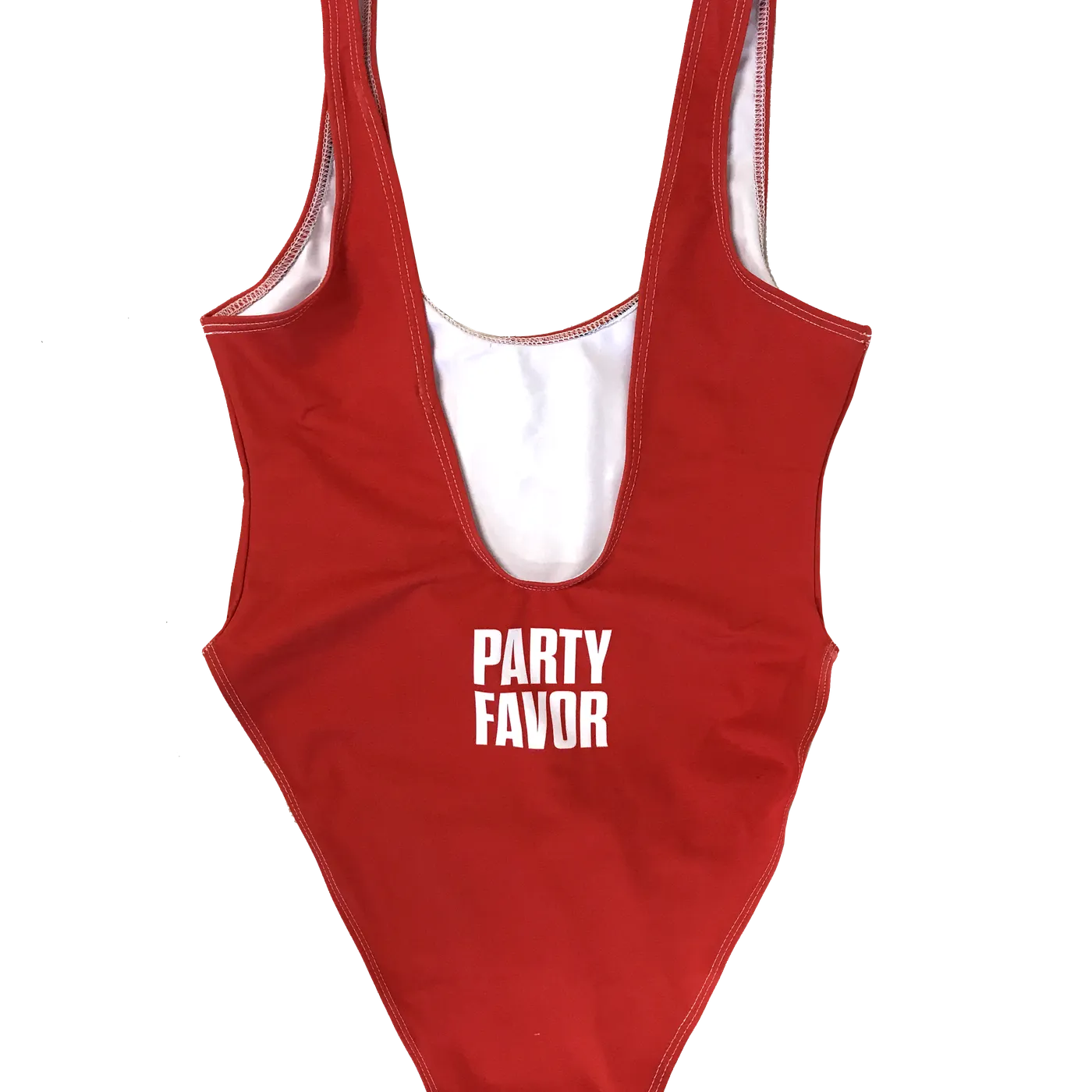 Party Favor FASHION AF PARTY SWIMSUIT - RED (High Cut Sides / Low Back)