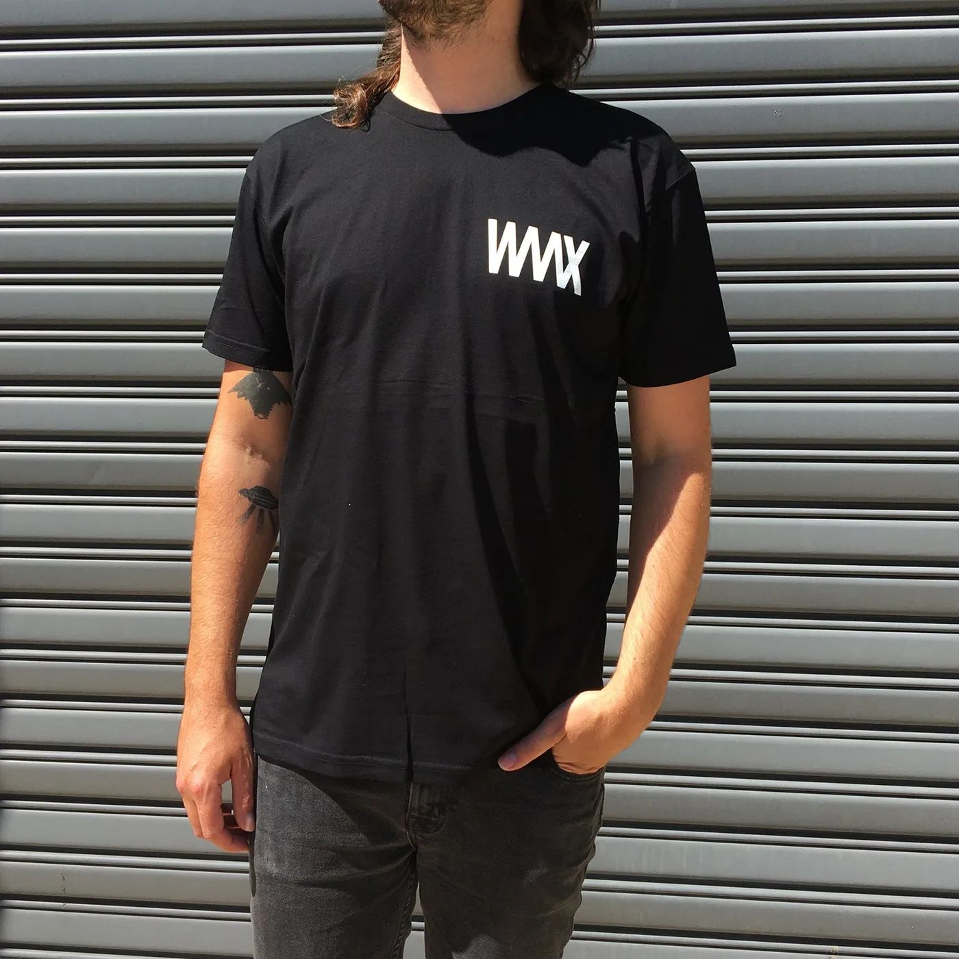 WAAX White on Black Logo Tee