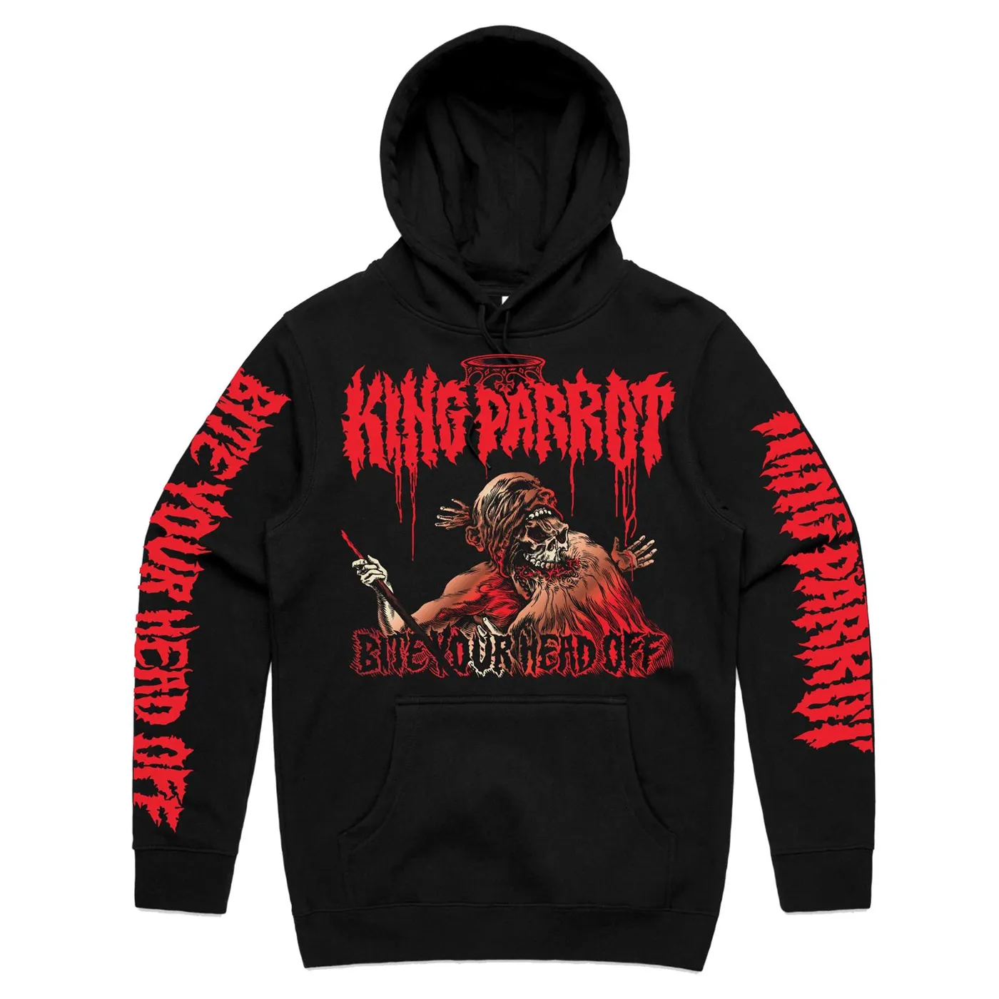 King Parrot Bite Your Head Off Pullover Hoodie (Black)