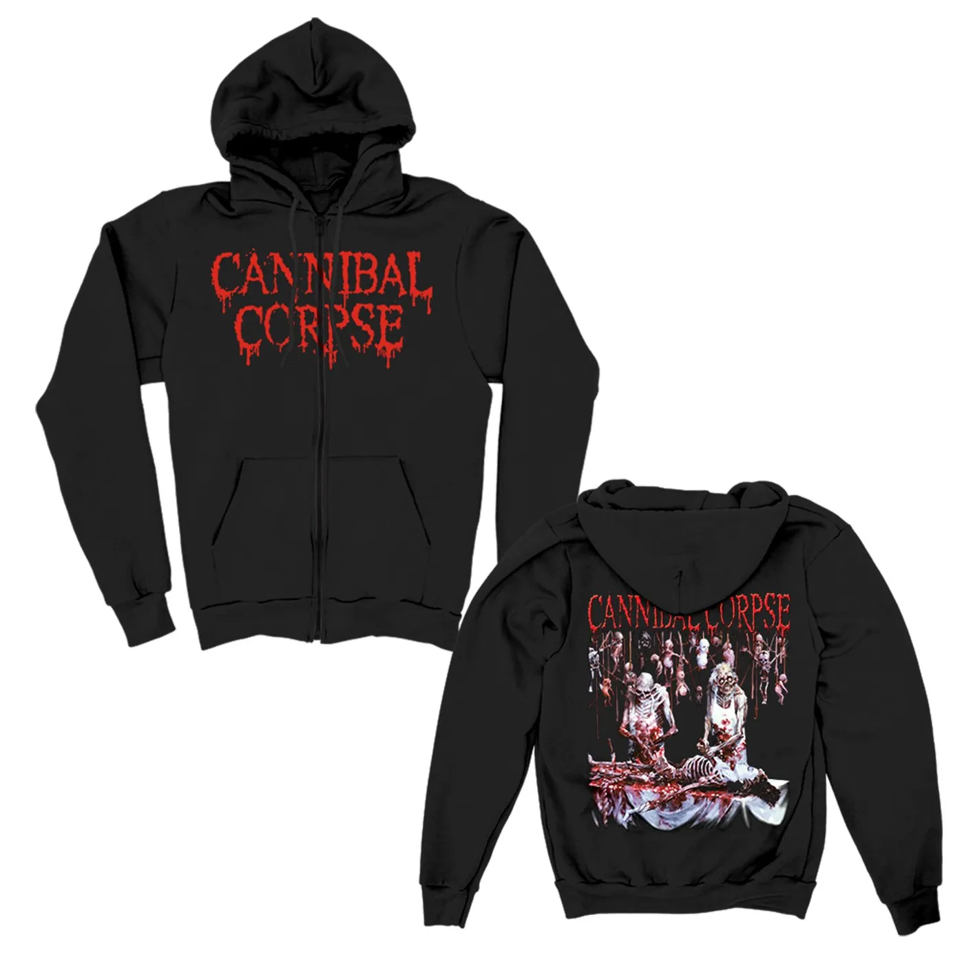 Cannibal Corpse Butchered At Birth Zip Up Hoodie (Black)