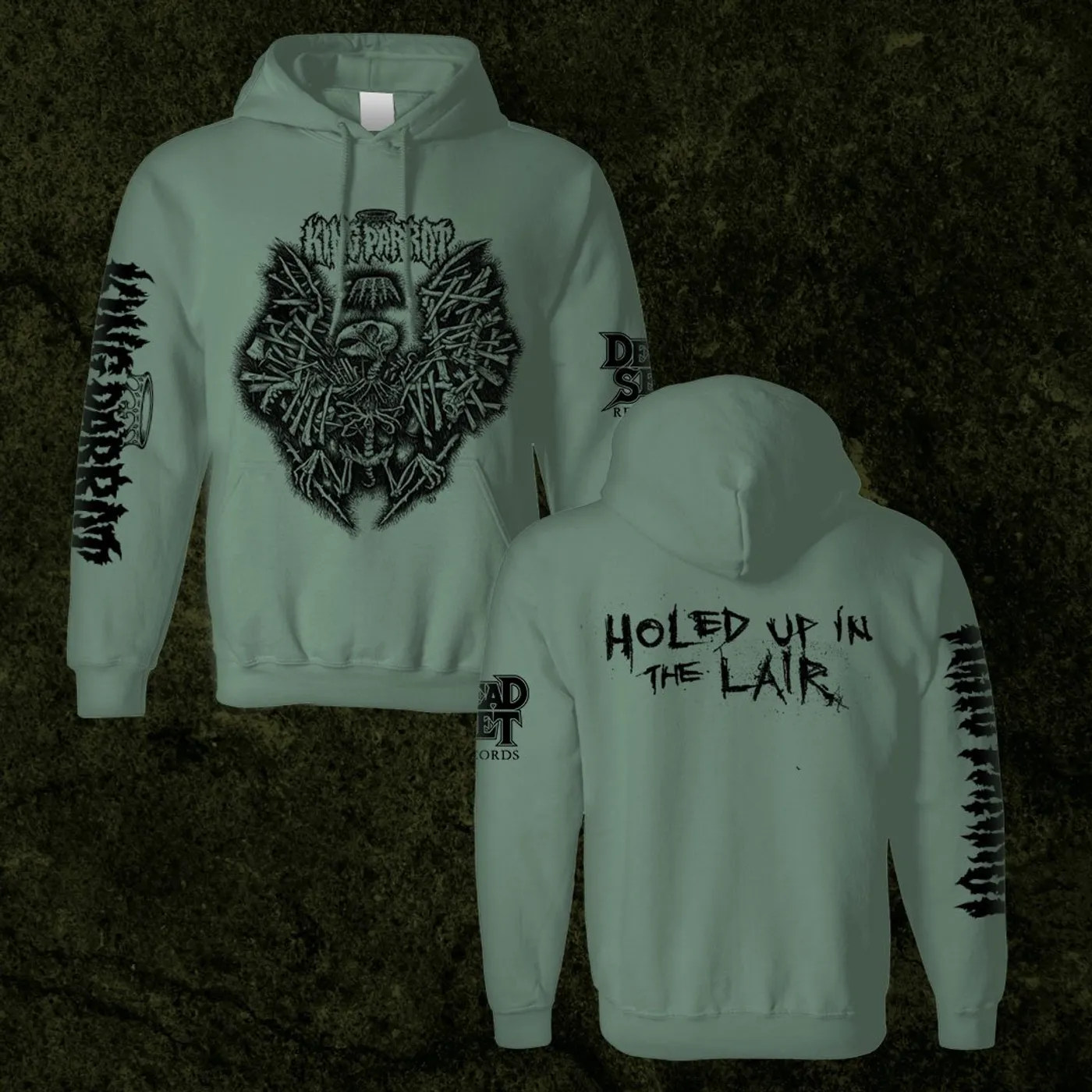King Parrot Holed Up in the Lair Hoodie (Sage Green)
