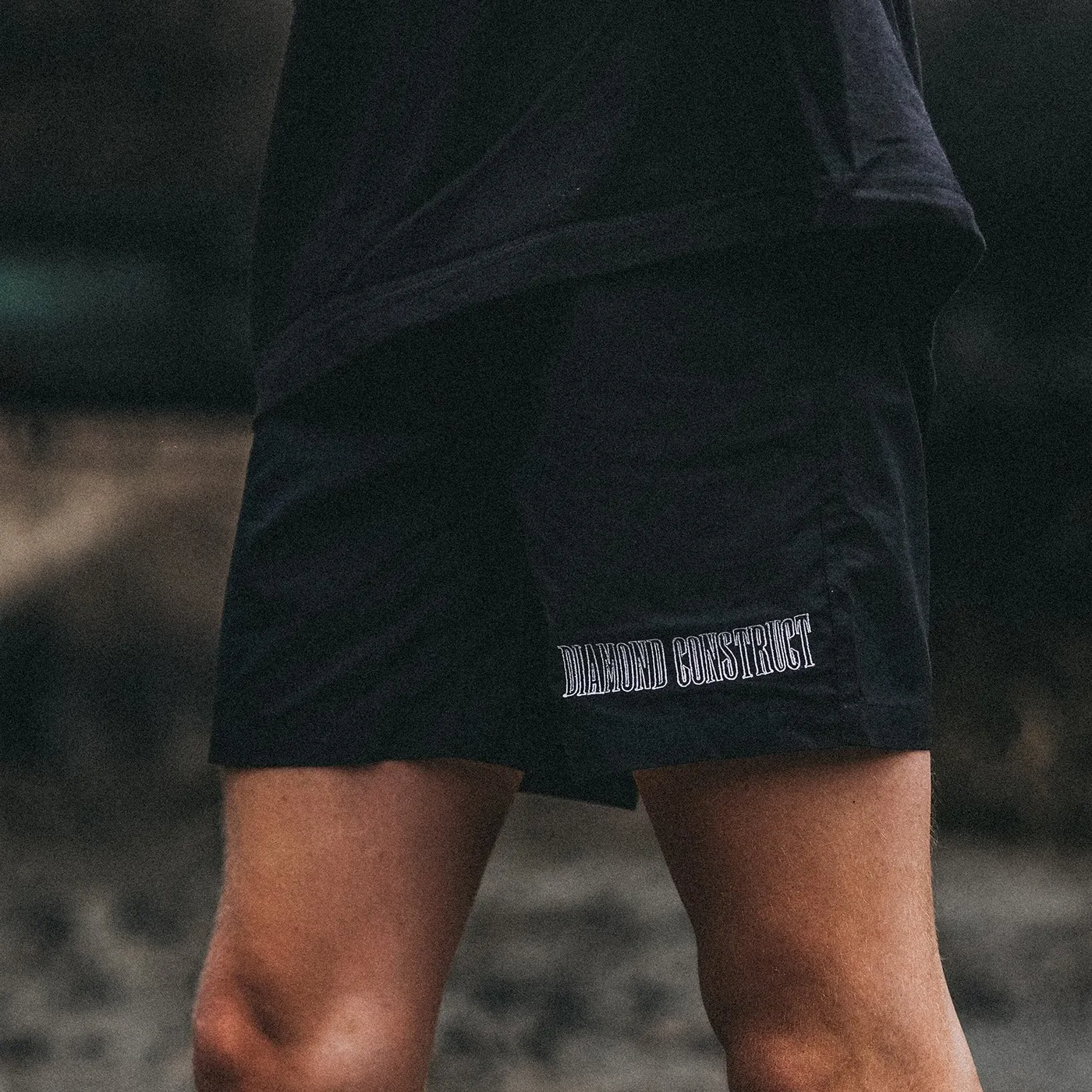 Diamond Construct College Embroidered Shorts (Black)