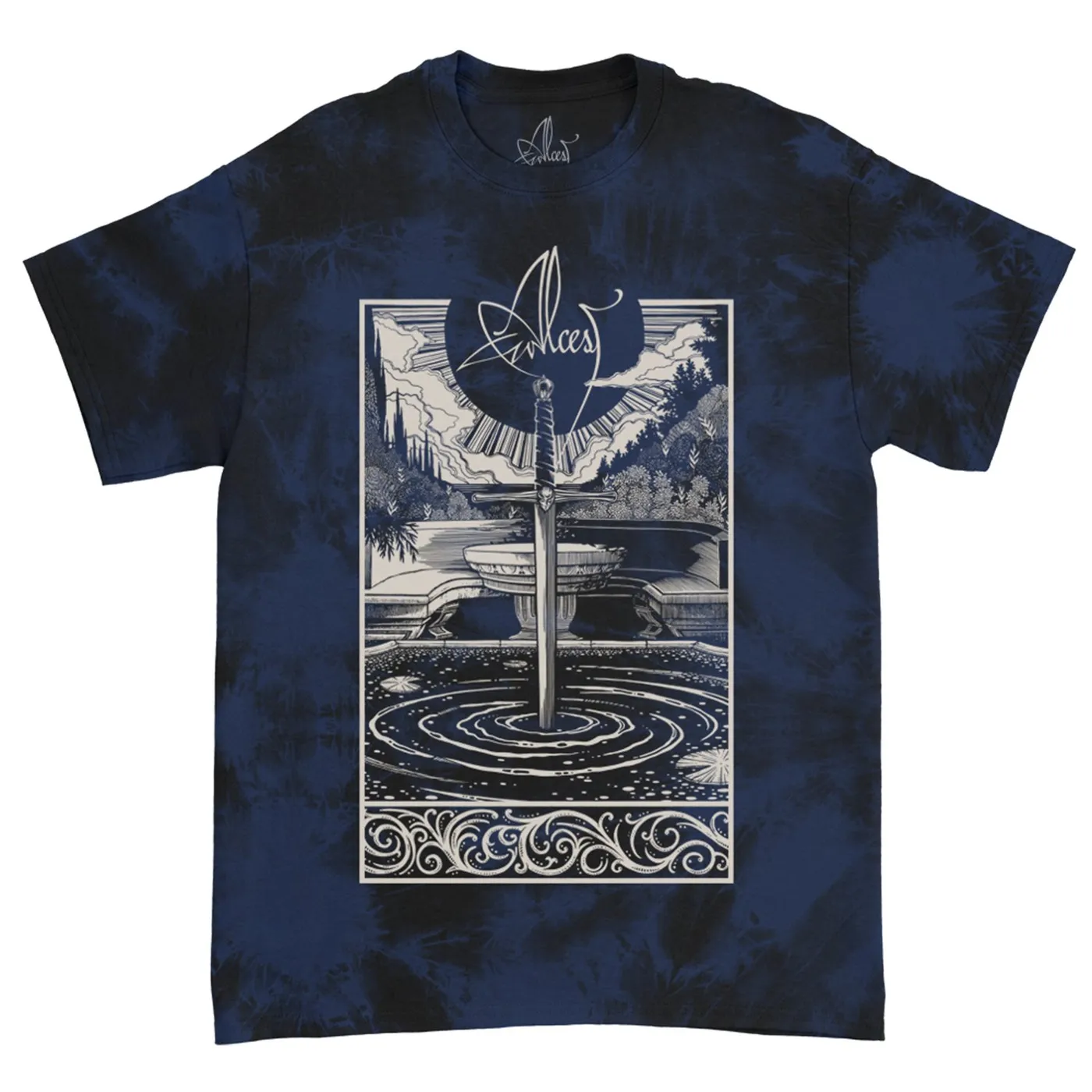 Alcest Spiritual Logo Tie Dye T-Shirt (Navy)