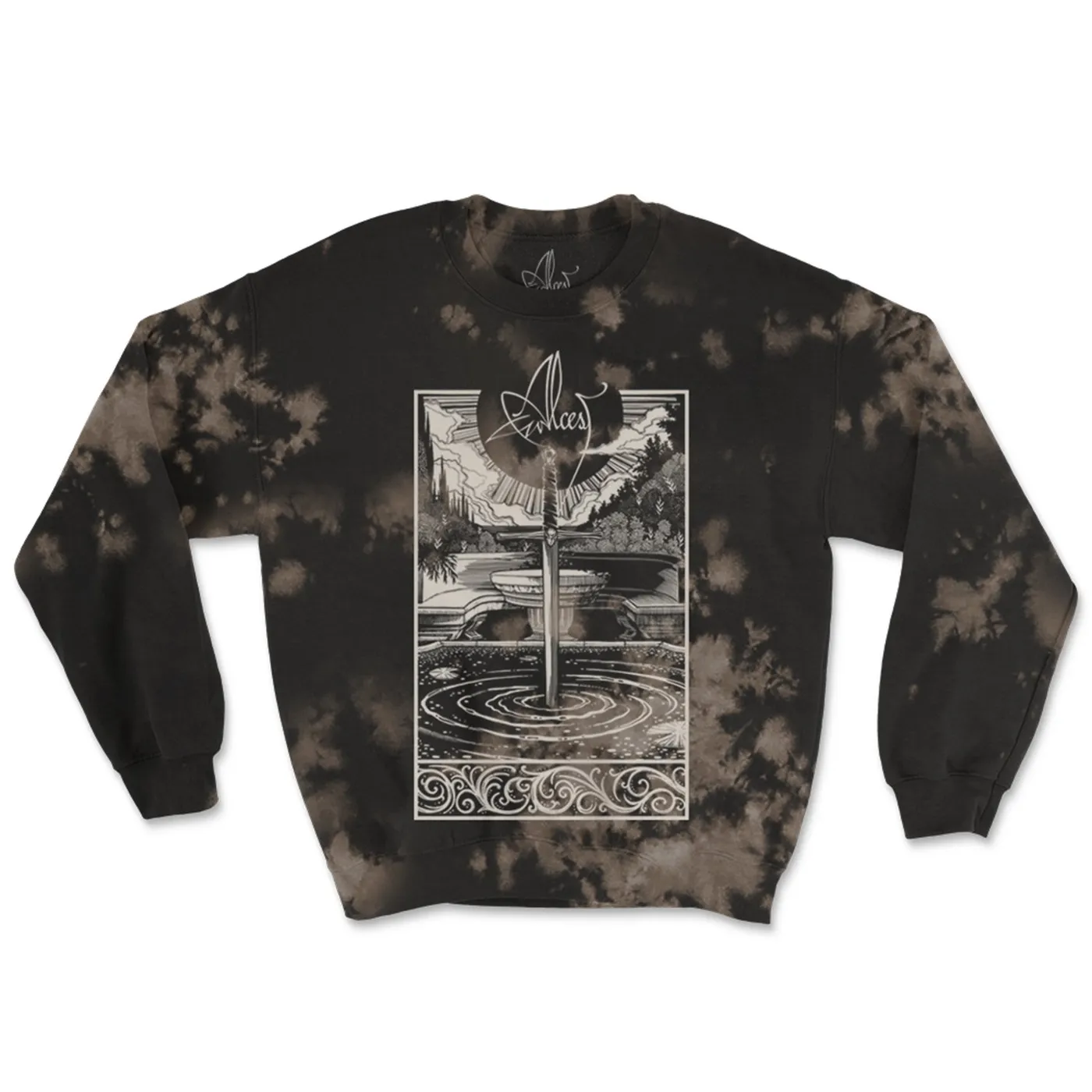 Alcest Spiritual Logo Tie Dye Crewneck (Bleach)