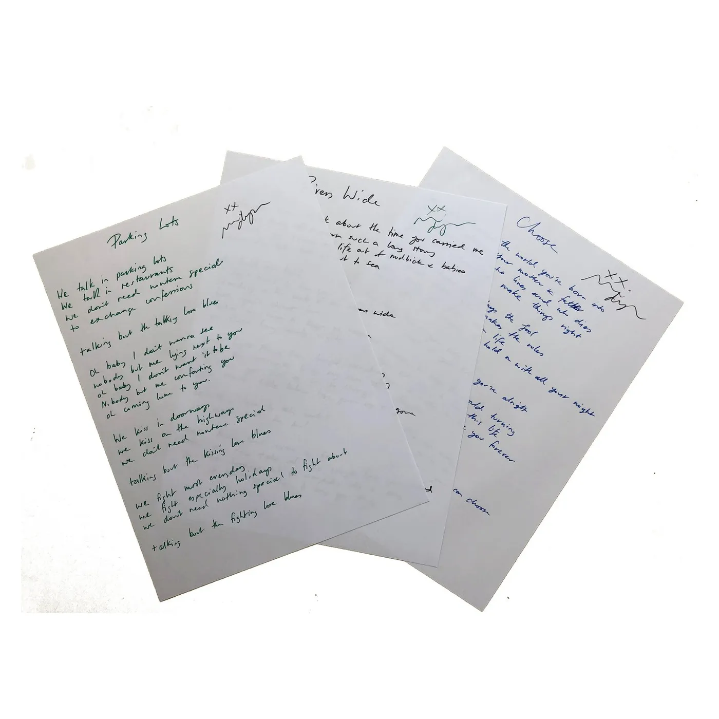 Mia Dyson Parking Lots 15th Anniv. Handwritten Lyric Sheet
