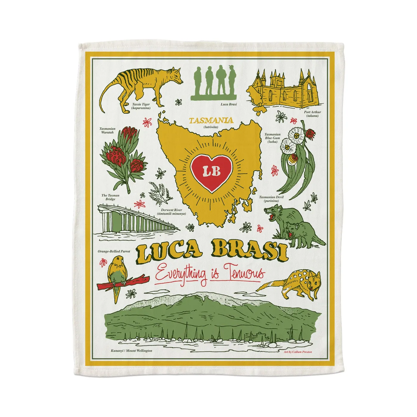 Luca Brasi Tassie Heart Tea Towel