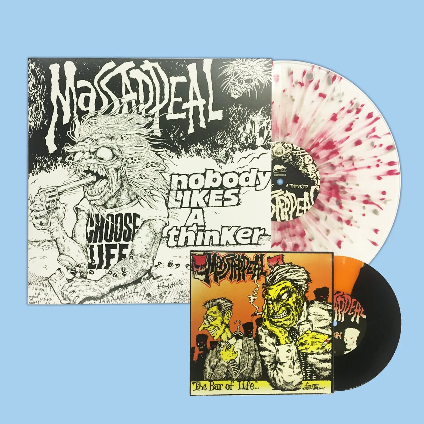 Massappeal Nobody Likes A Thinker Vinyl LP (Clear w/ Red & Grey Splatter) + Bonus 7" (Orange/Black)