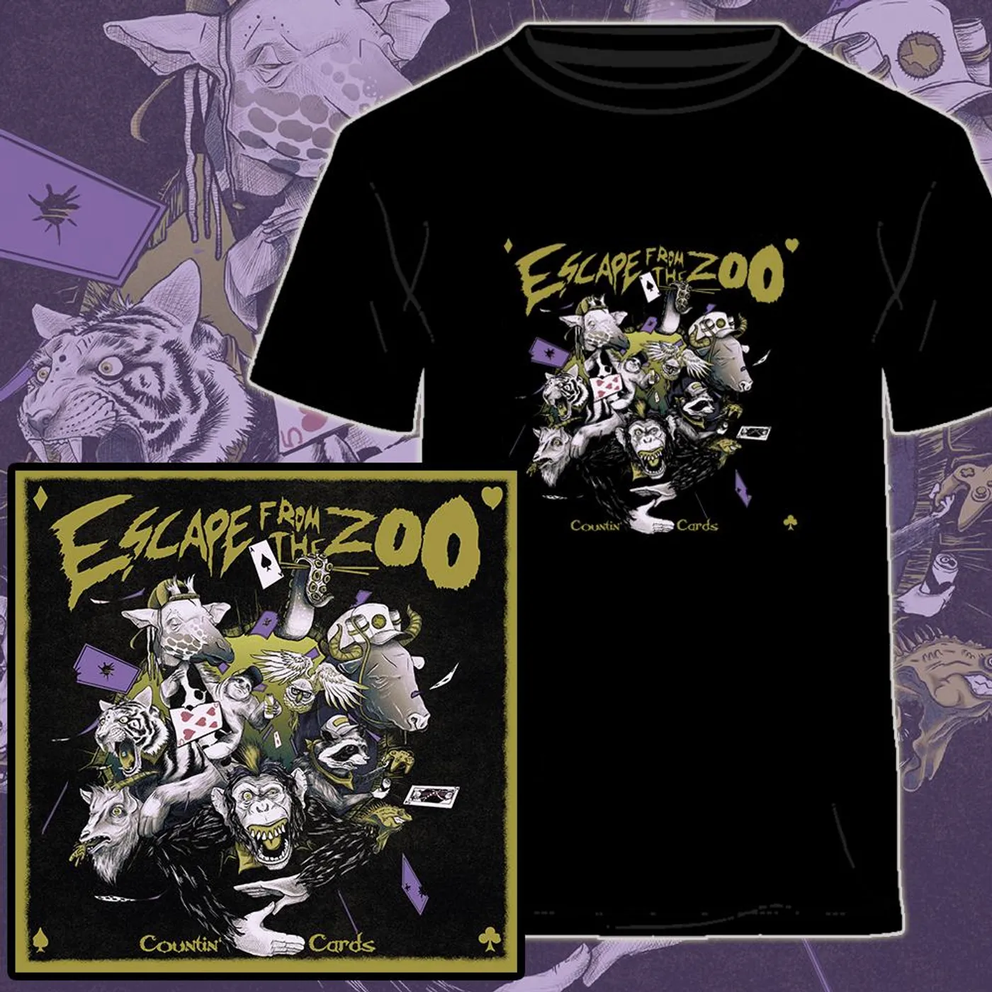 Escape From The Zoo Countin' Cards Vinyl (Colour) + Tee Bundle