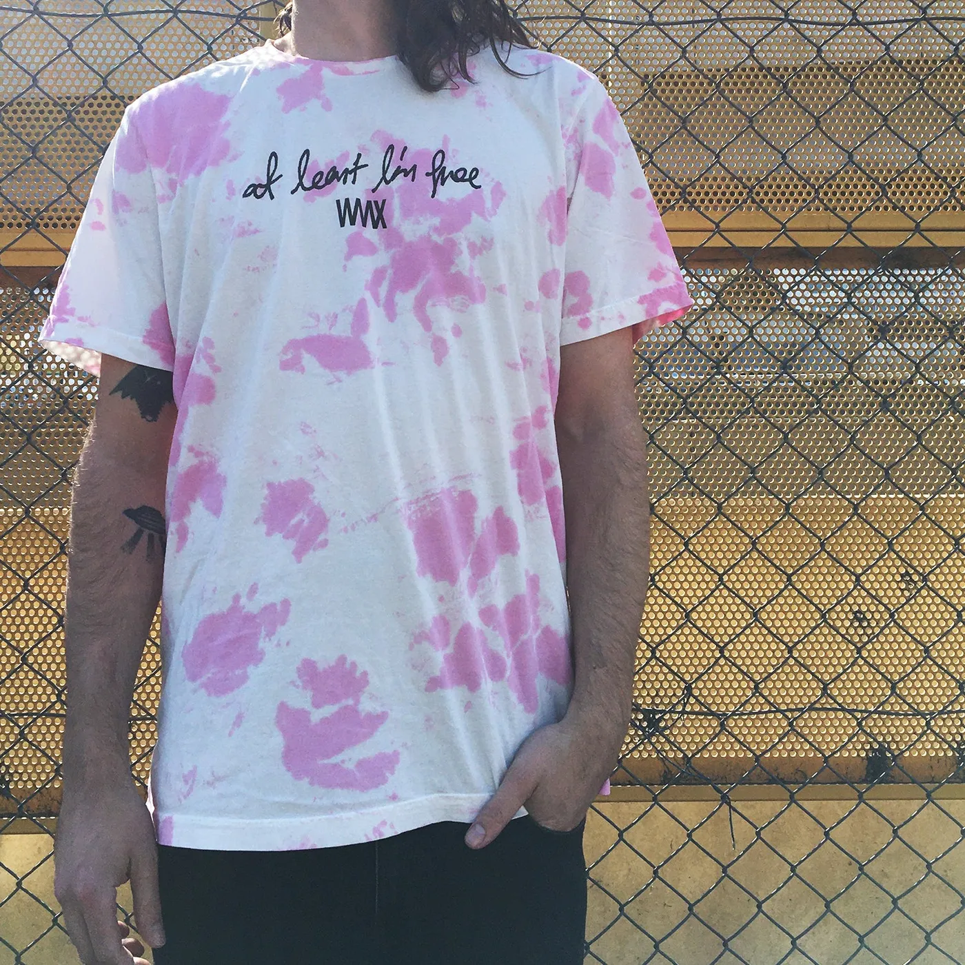 WAAX At Least I'm Free Tie Dye T-Shirt (Pink/White) + Download
