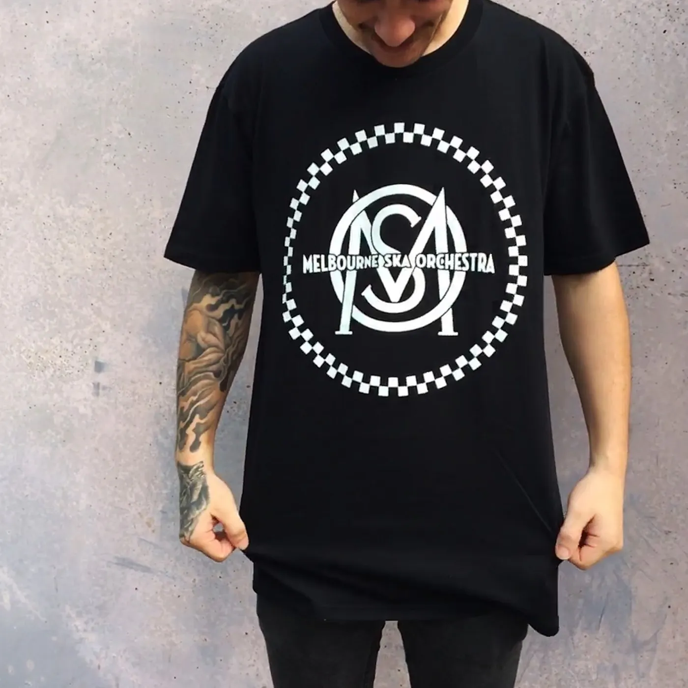 Melbourne Ska Orchestra Logo T-shirt (Black w/ White Print)