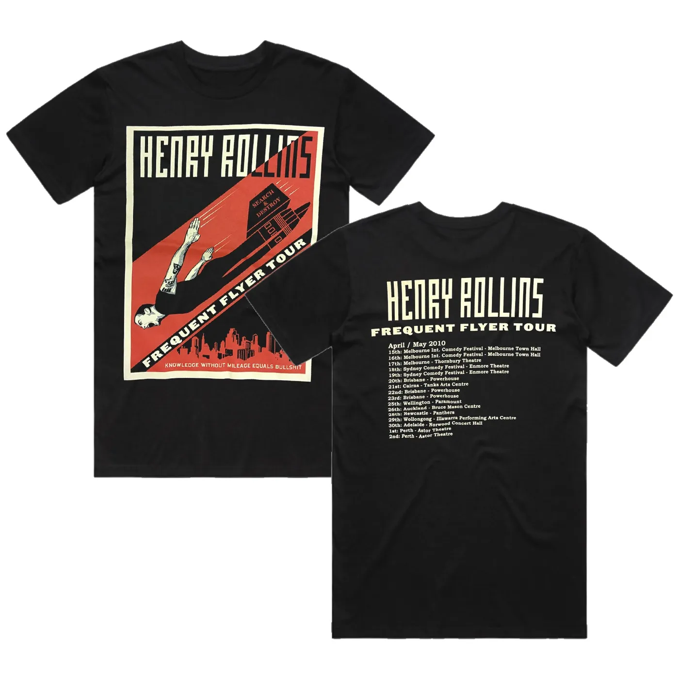 Henry Rollins Frequent Flyer Tour 2010 T-Shirt (Black)