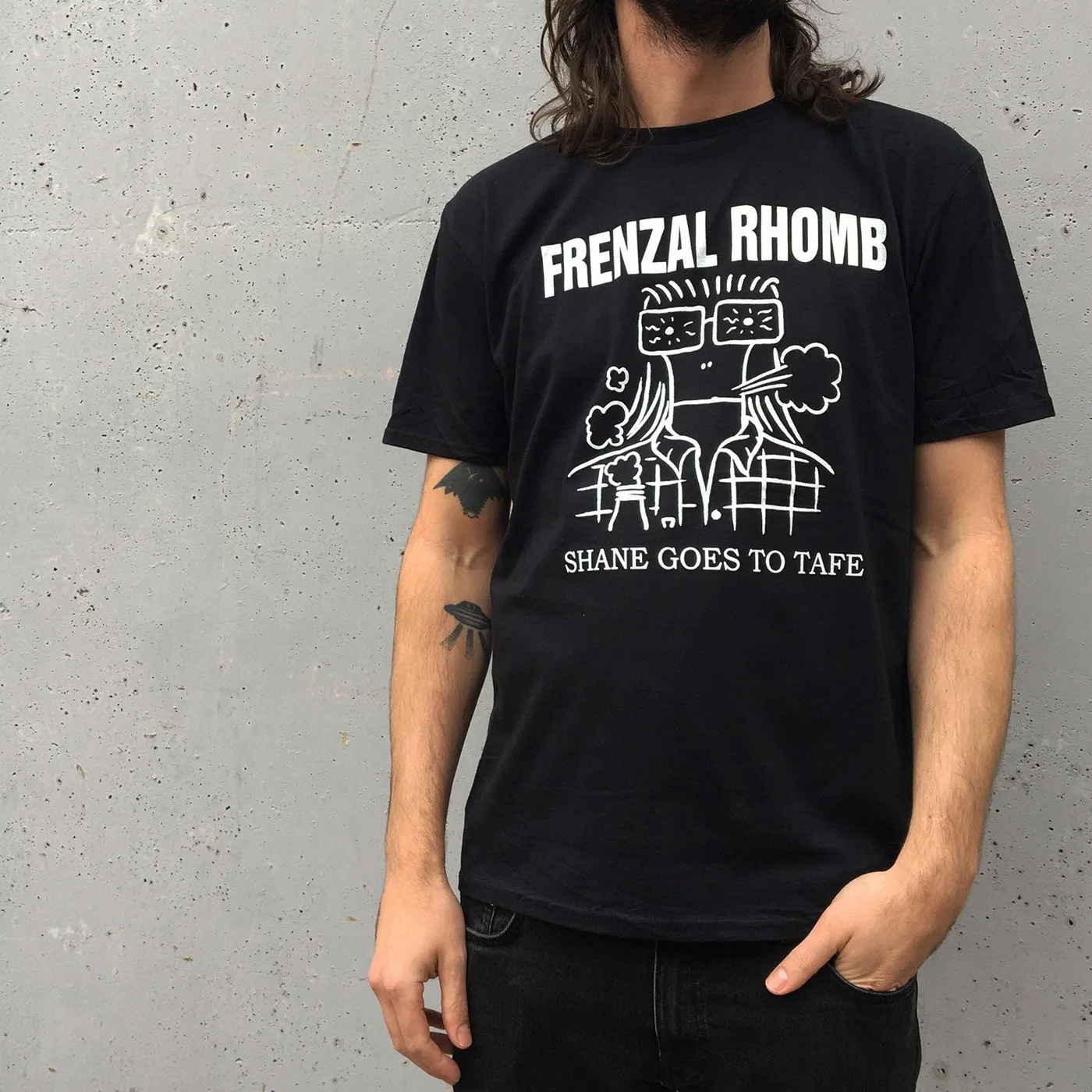 Frenzal Rhomb Shane Goes to Tafe T-Shirt (Black)