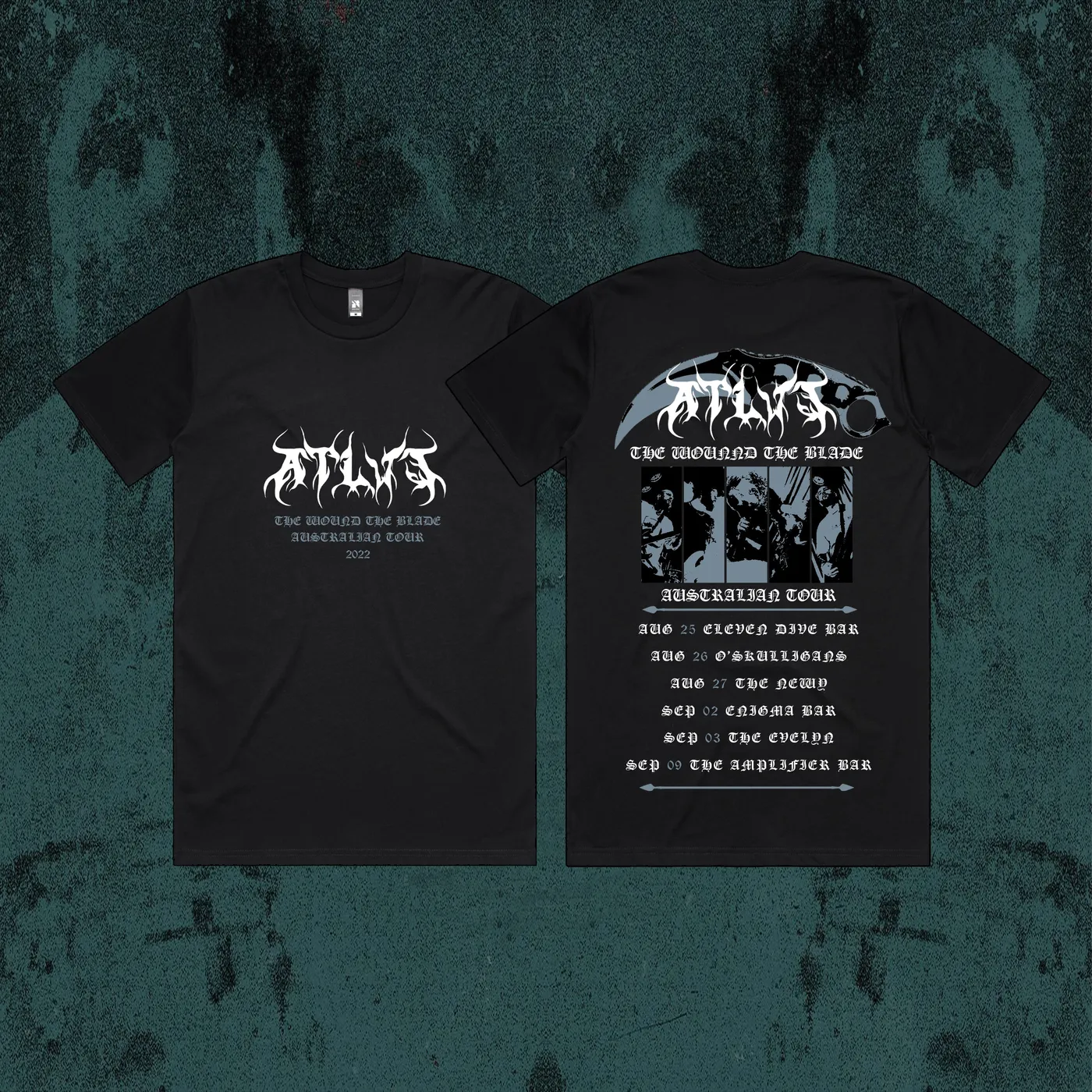 ATLVS The Wound, The Blade Aus Tour T-Shirt 2022 (Black)