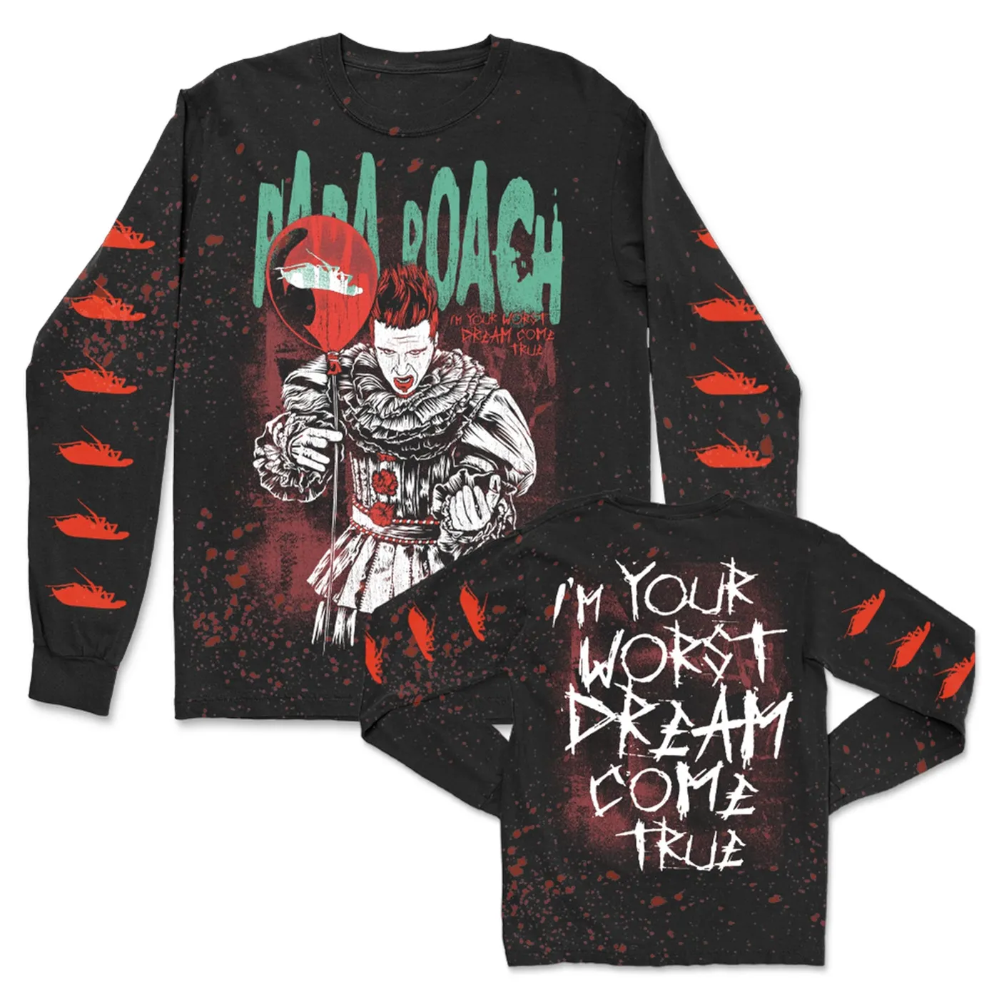 Papa Roach Penny Worst Long Sleeve (Blood Splatter Dye)