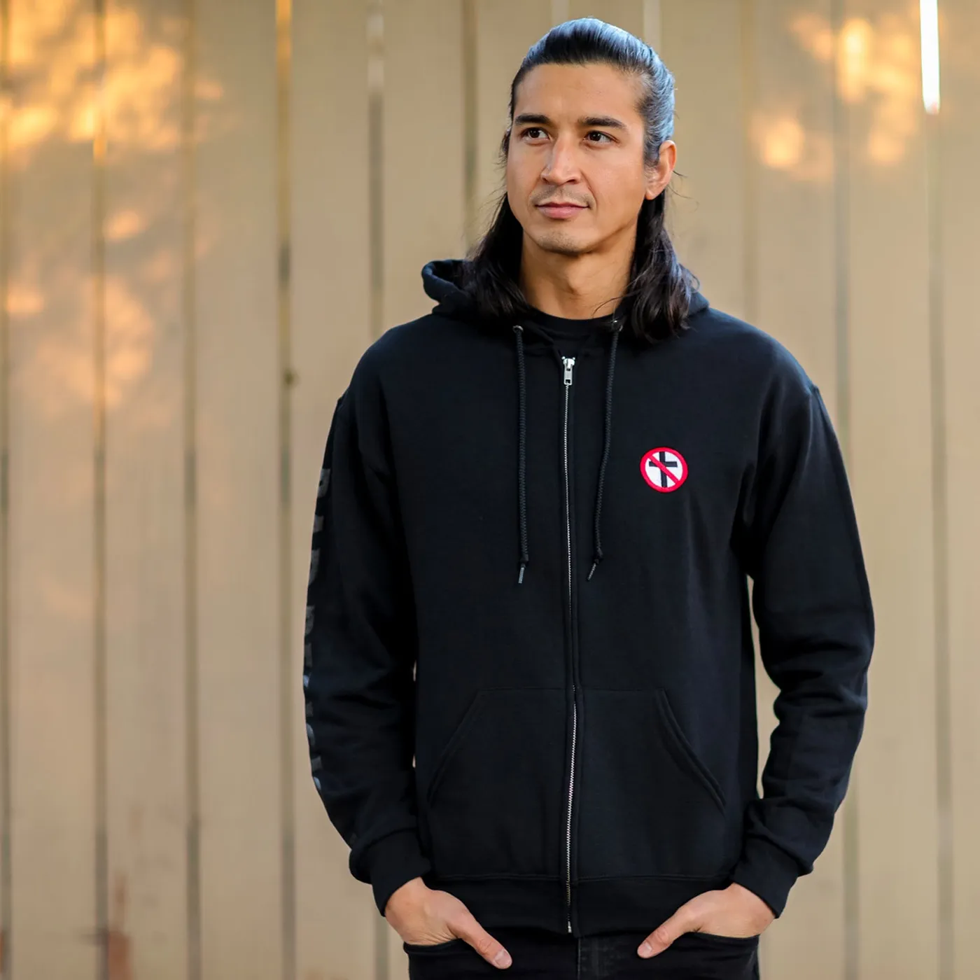 Bad Religion Embroidered Crossbuster Zip Up Hoodie (Black)