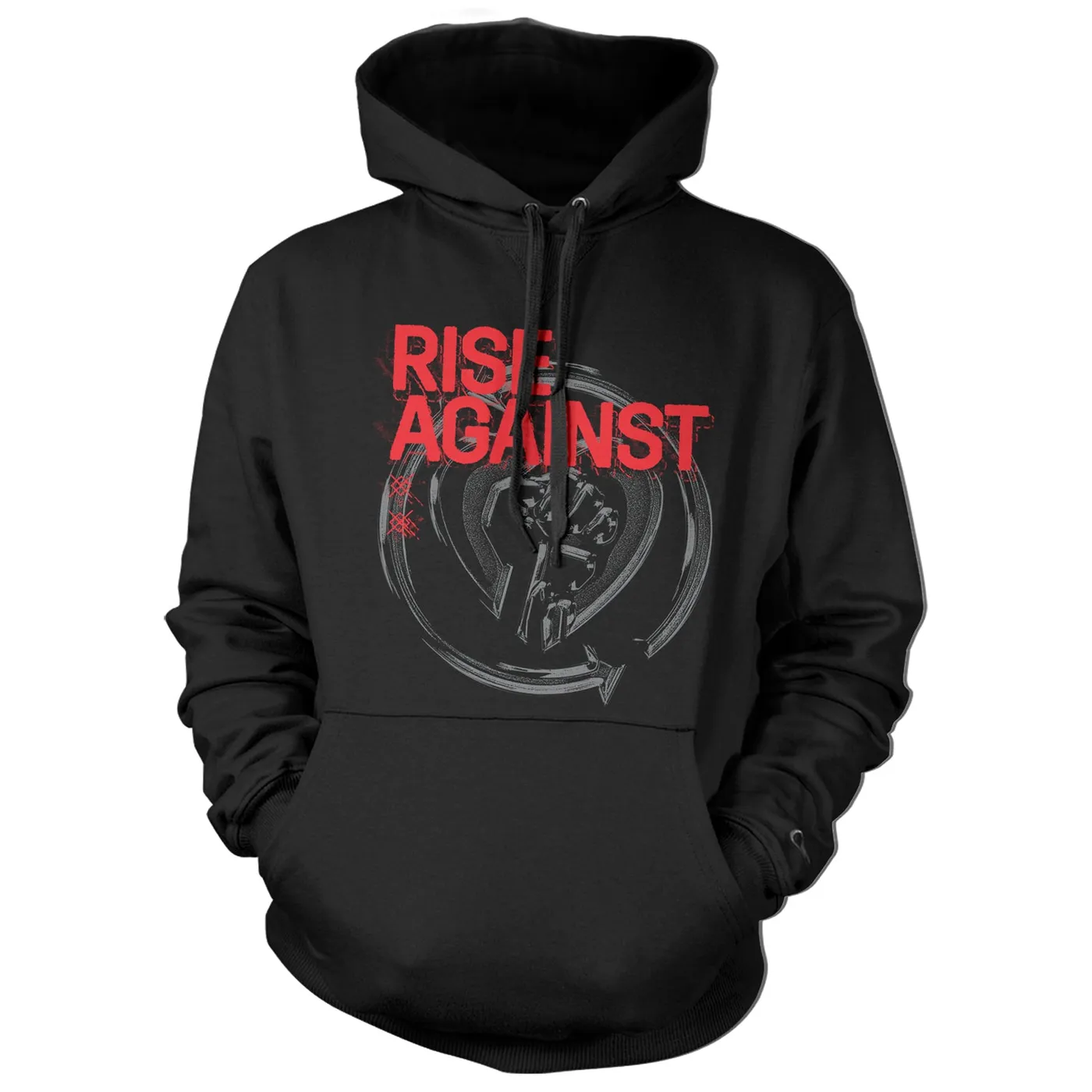 Rise Against Dual Heart Fist Logo Pullover Hoodie (Black)