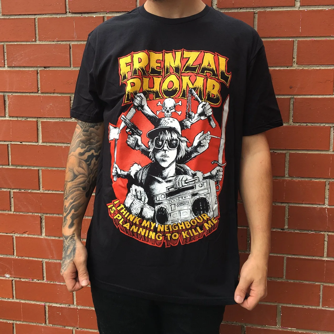 Frenzal Rhomb I Think My Neighbour Is Trying To Kill Me T-Shirt (Black)