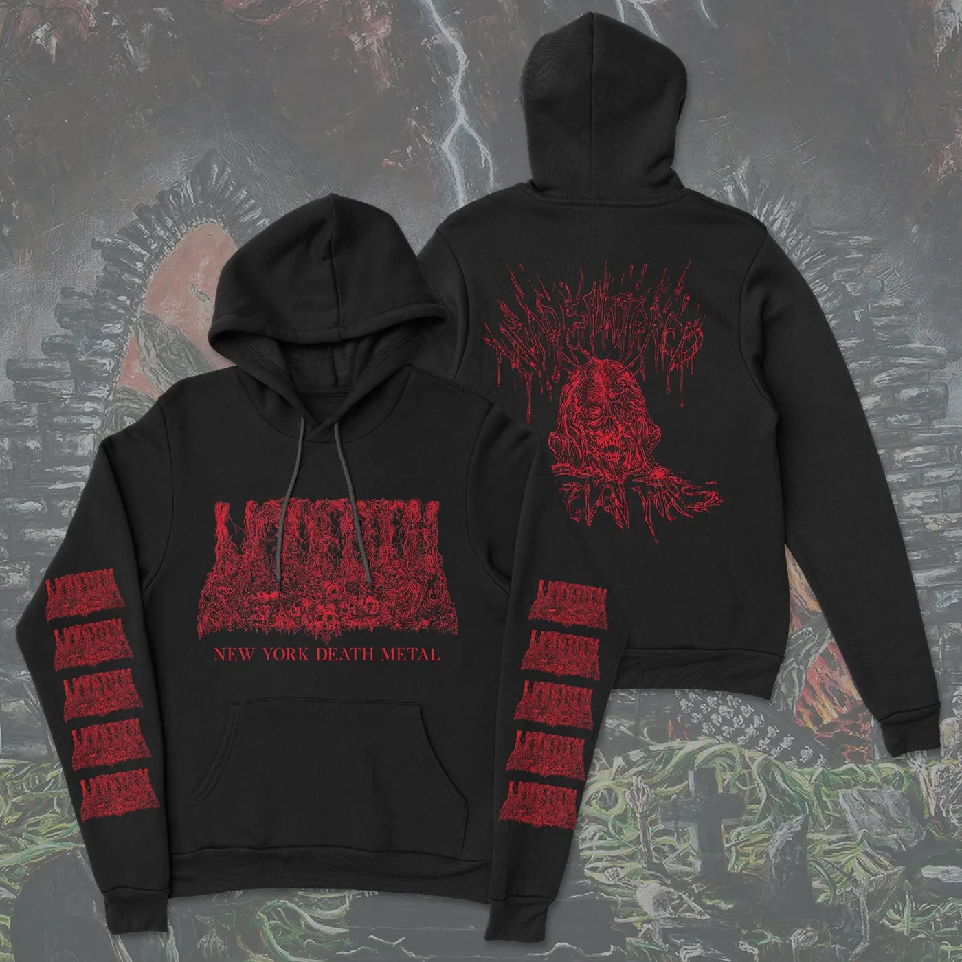 Undeath Head Splattered Hoodie (Black)